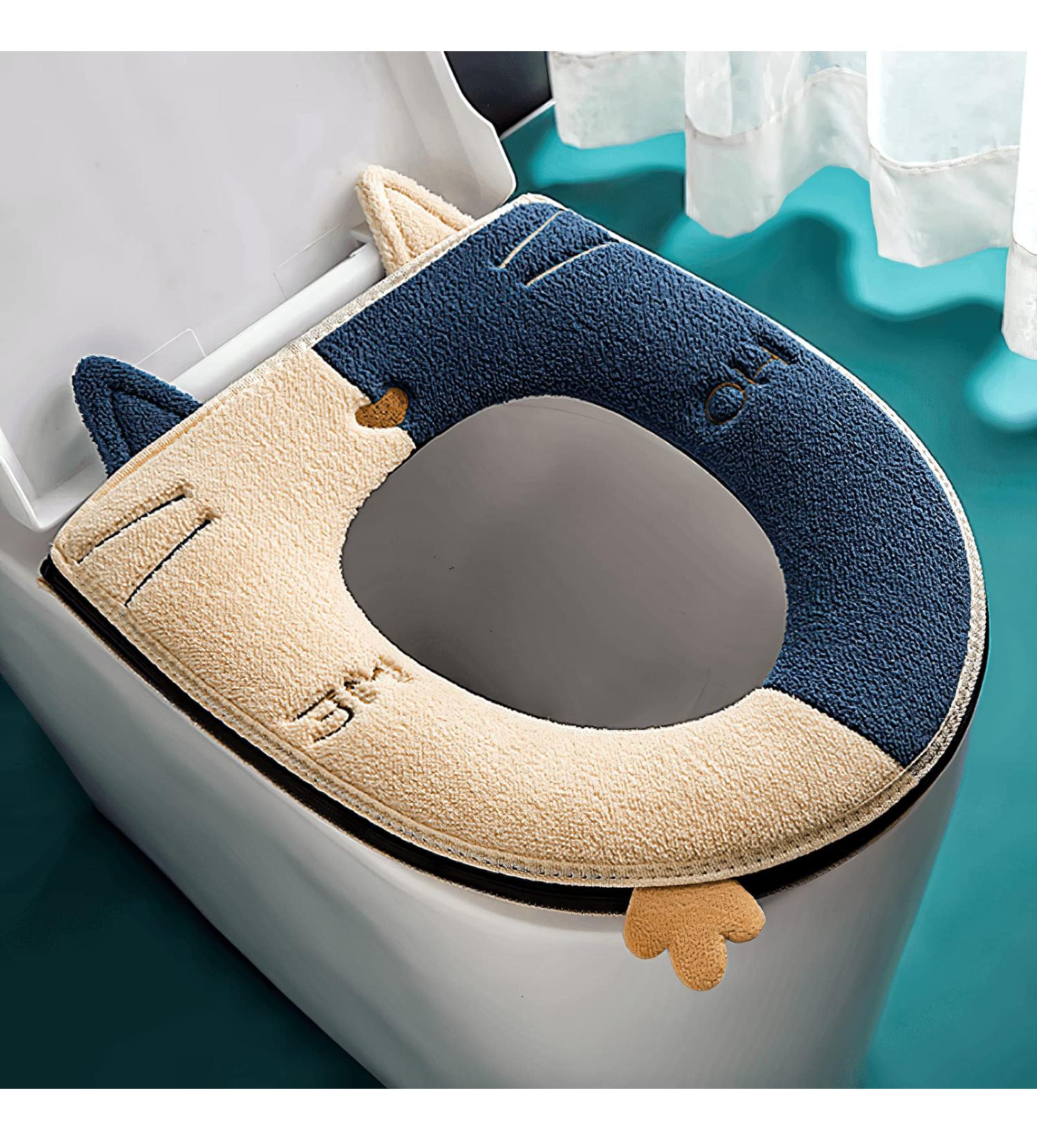 Soft and Warm Blue Toilet Seat Cushion - Reusable and Easy to Install Toilet Cover - Buy Online on GoSupps.com