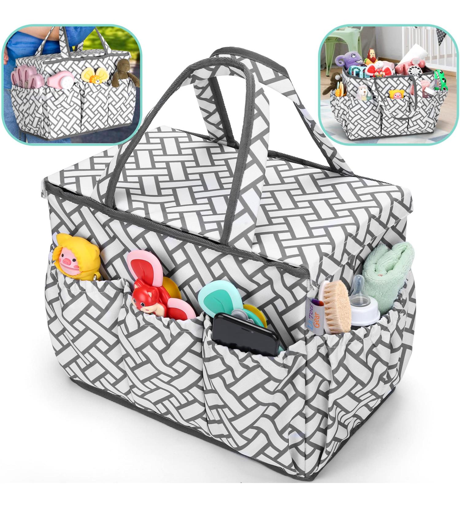 XL Baby Diaper Caddy Organizer - Heavy Duty Portable Storage for Nursery Changing Table, Wipes, Toys - Xtra Large 15 X 9 X 11 - Car Basket with Tote Holder Cover - Buy Online on GoSupps.com