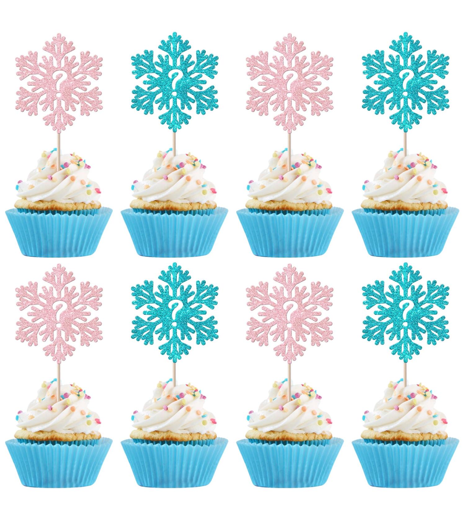 24 Pack Snowflake Gender Reveal Cupcake Toppers Pink Blue Winter Snowflake Cupcake Picks for Baby Shower Winter Wonderland Snowflake Theme Birthday Gender Reveal Party Cake Decorations Supplies 14 - Buy Online on GoSupps.com