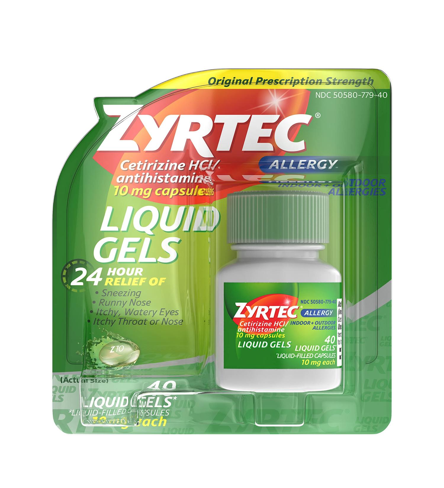 Zyrtec 24 Hour All-Day Allergy Relief Liquid Gels - 40ct x 2 Pack | Cetirizine Antihistamine Capsules for Indoor & Outdoor Allergies - Buy Online on GoSupps.com