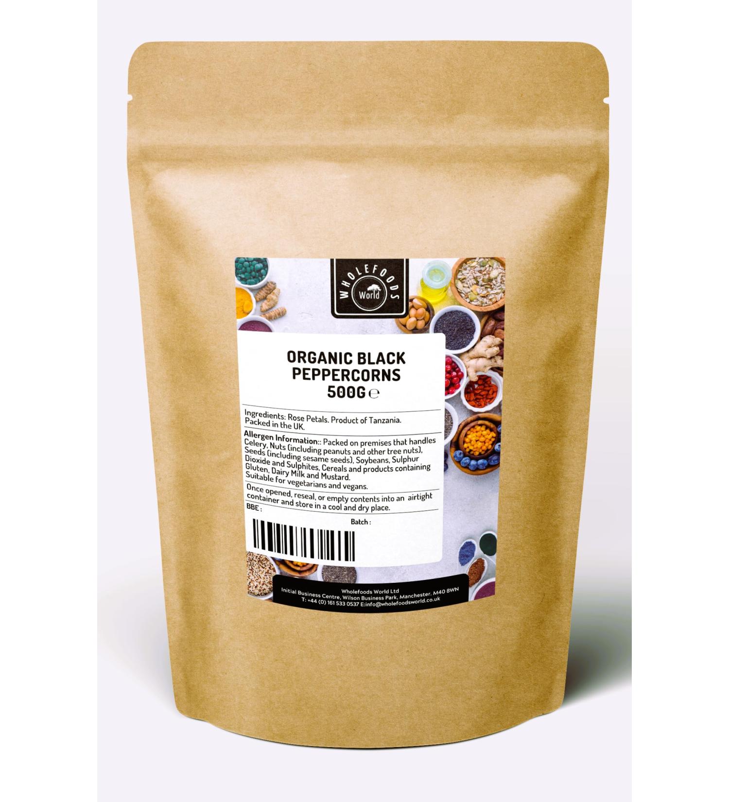 Premium Organic Black Peppercorns - 500g | Freshly Packed and Sourced - Buy Online on GoSupps.com