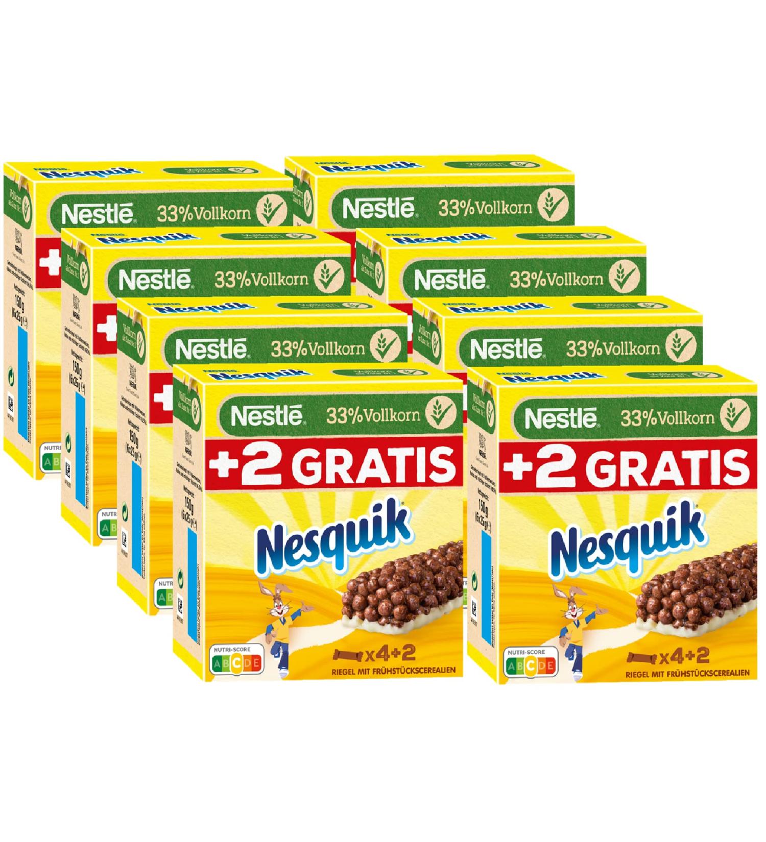 NESTL NESQUIK Cereal Bars - Pack of 8 (6x25g) | Delicious Snack with 3 Types of Cereals - International Shipping Available - Buy Online on GoSupps.com