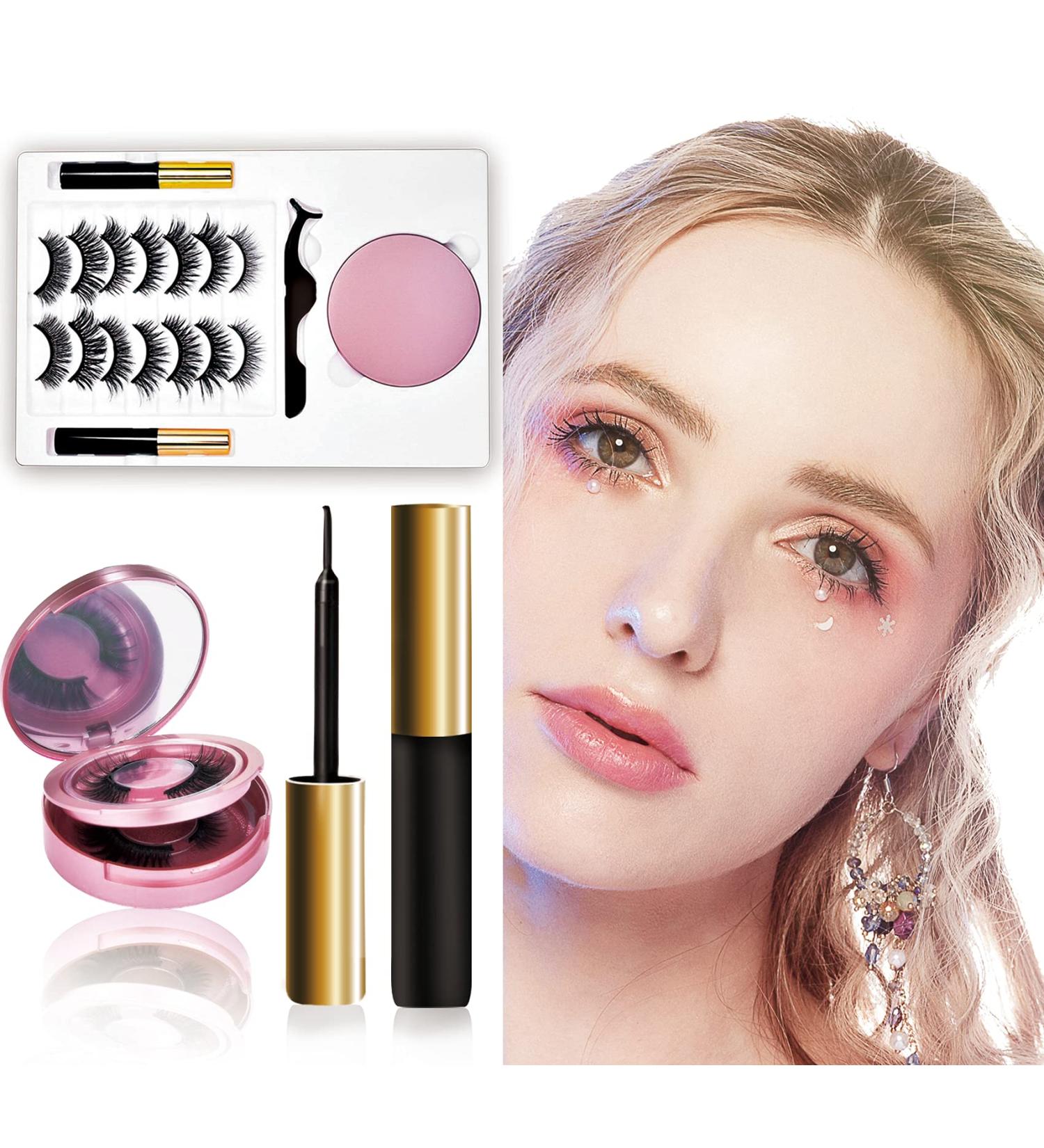 Buy Magnetic Eyelashes - 9 Pairs 3D & 5D Long Lasting Kit with Magnetic Liner & Mirror | Easy to Wear Magnetic Lashes for Stunning Looks - Buy Online on GoSupps.com