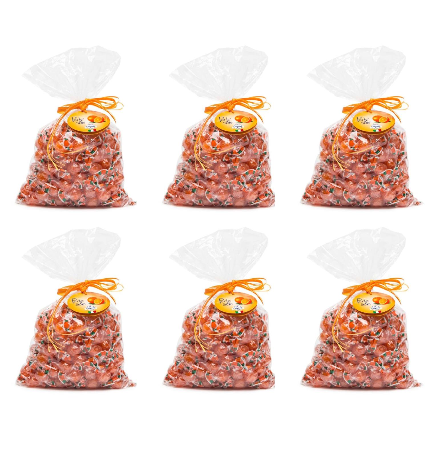 Perle di Sole Perle di Sole 6 x 1000g Orange Flavoured Hard Candy Filled with Sparkling Powder