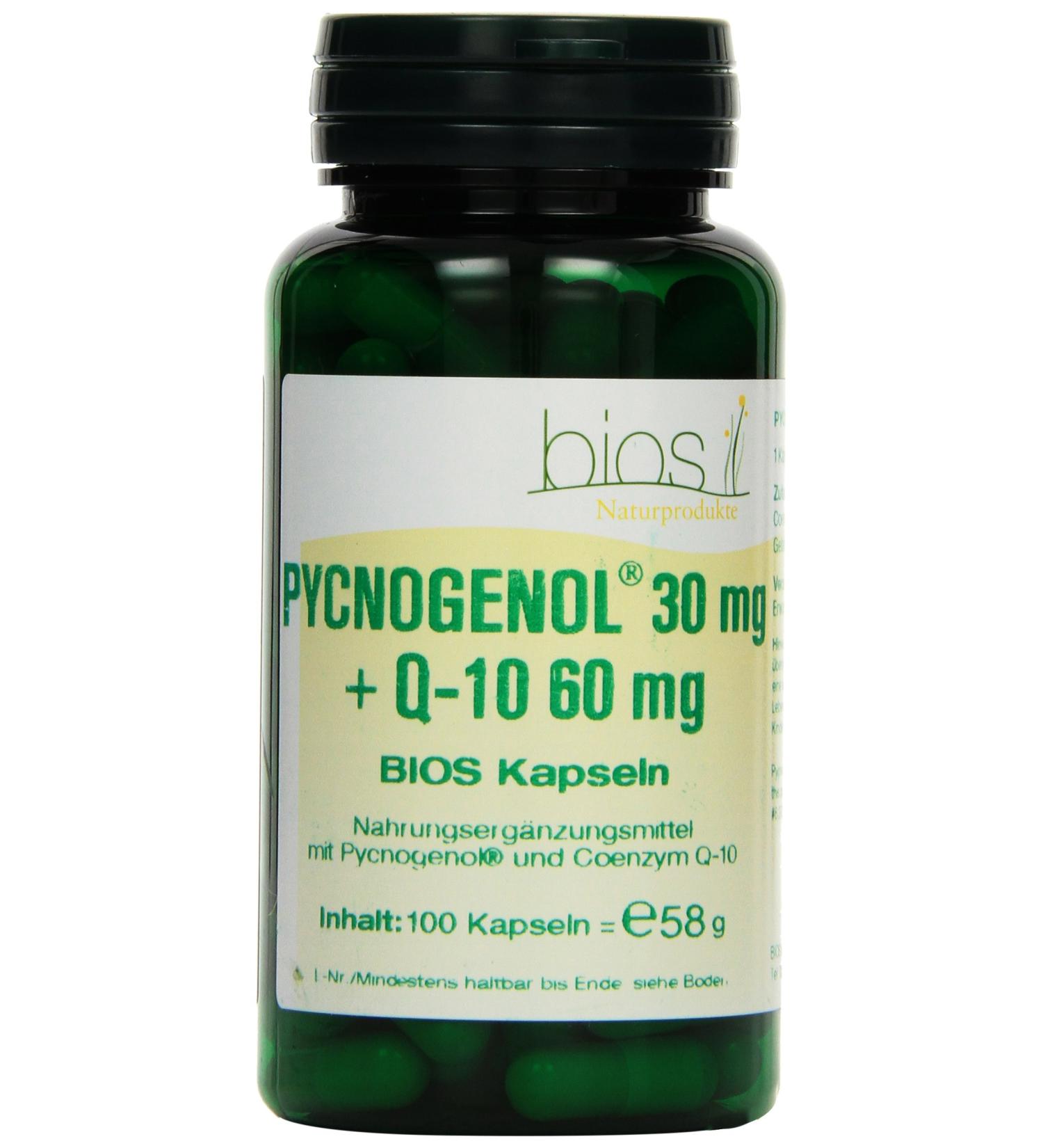 Bios Pycnogenol 30 mg & Coenzyme Q10 60 mg - 100 Capsules | International Shipping Available - Buy Online on GoSupps.com