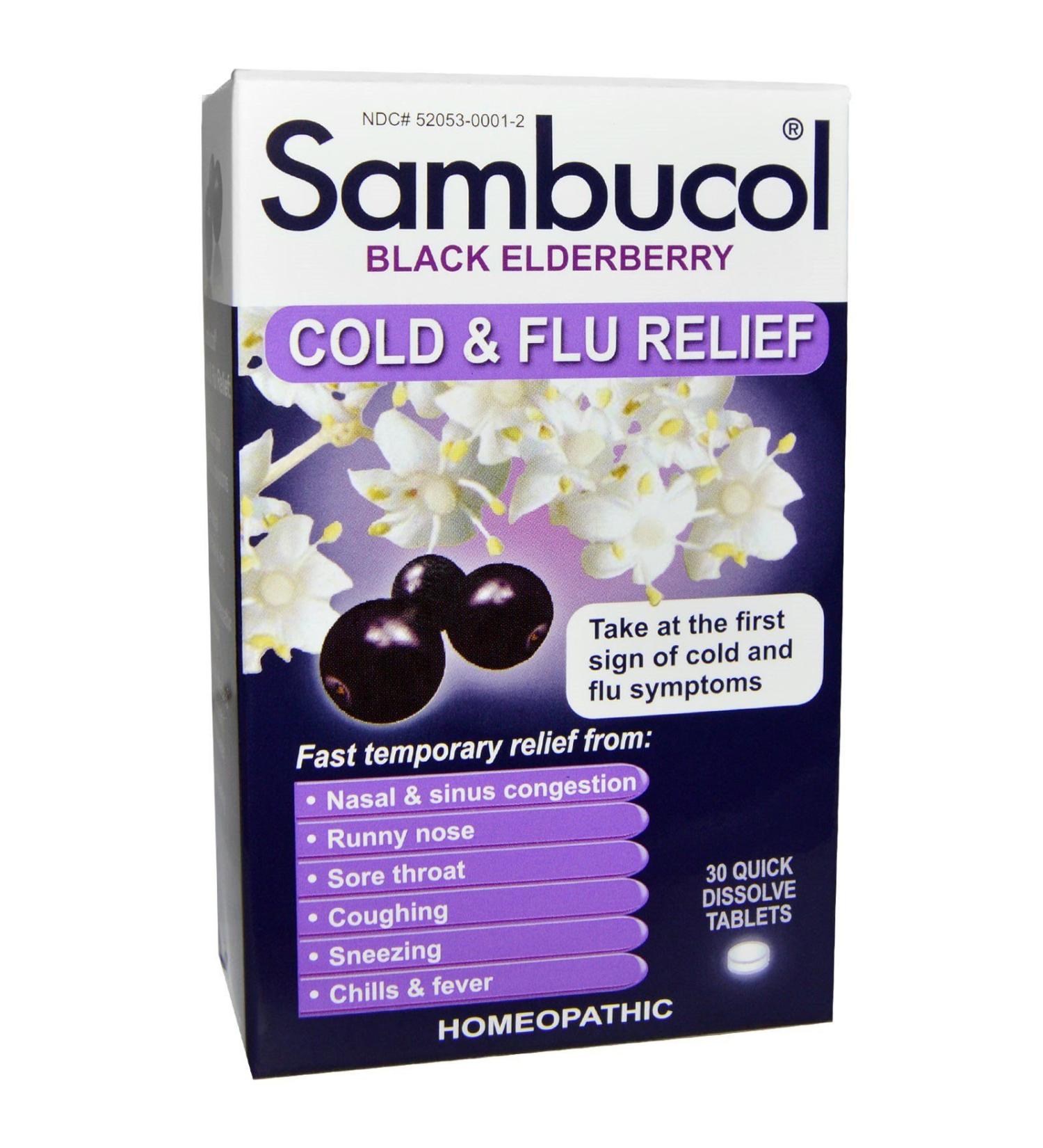 Black Elderberry Homeopathic Cold & Flu Relief Tablets - 30 count