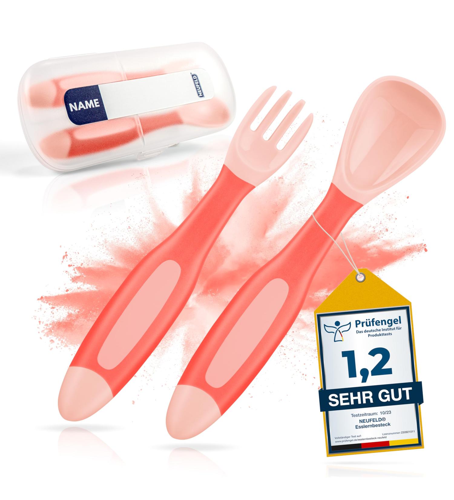 Buy NEUFELD Children's Cutlery Set - Dishwasher-Safe Pink Includes FREE Box & Recipes - Perfect for 3+ Months - Buy Online on GoSupps.com