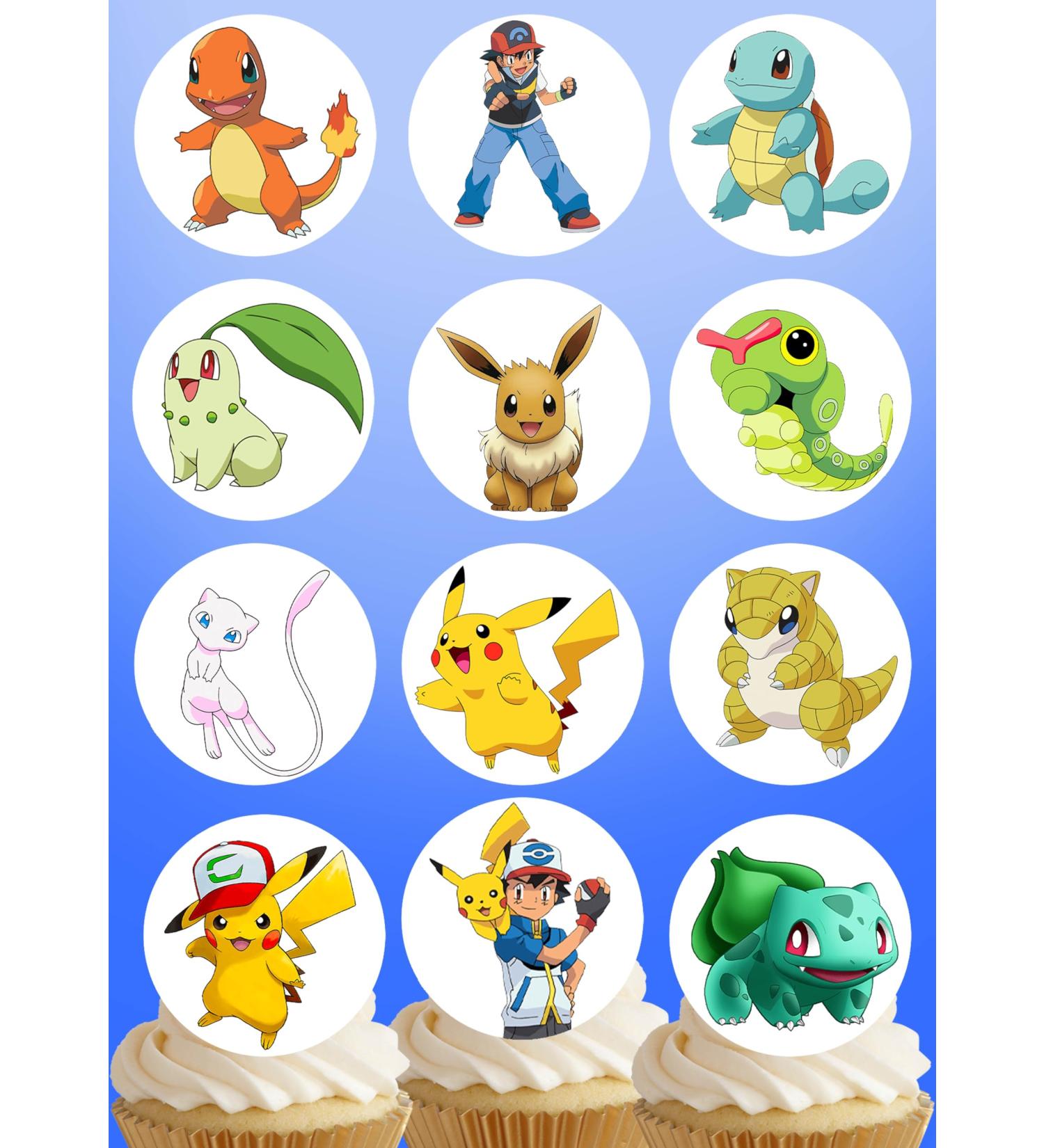 Pre-Cut Pokemon 2A Edible Stand up Wafer Paper Cupcake Toppers Cake Decorations Birthday Party (12) - Buy Online on GoSupps.com