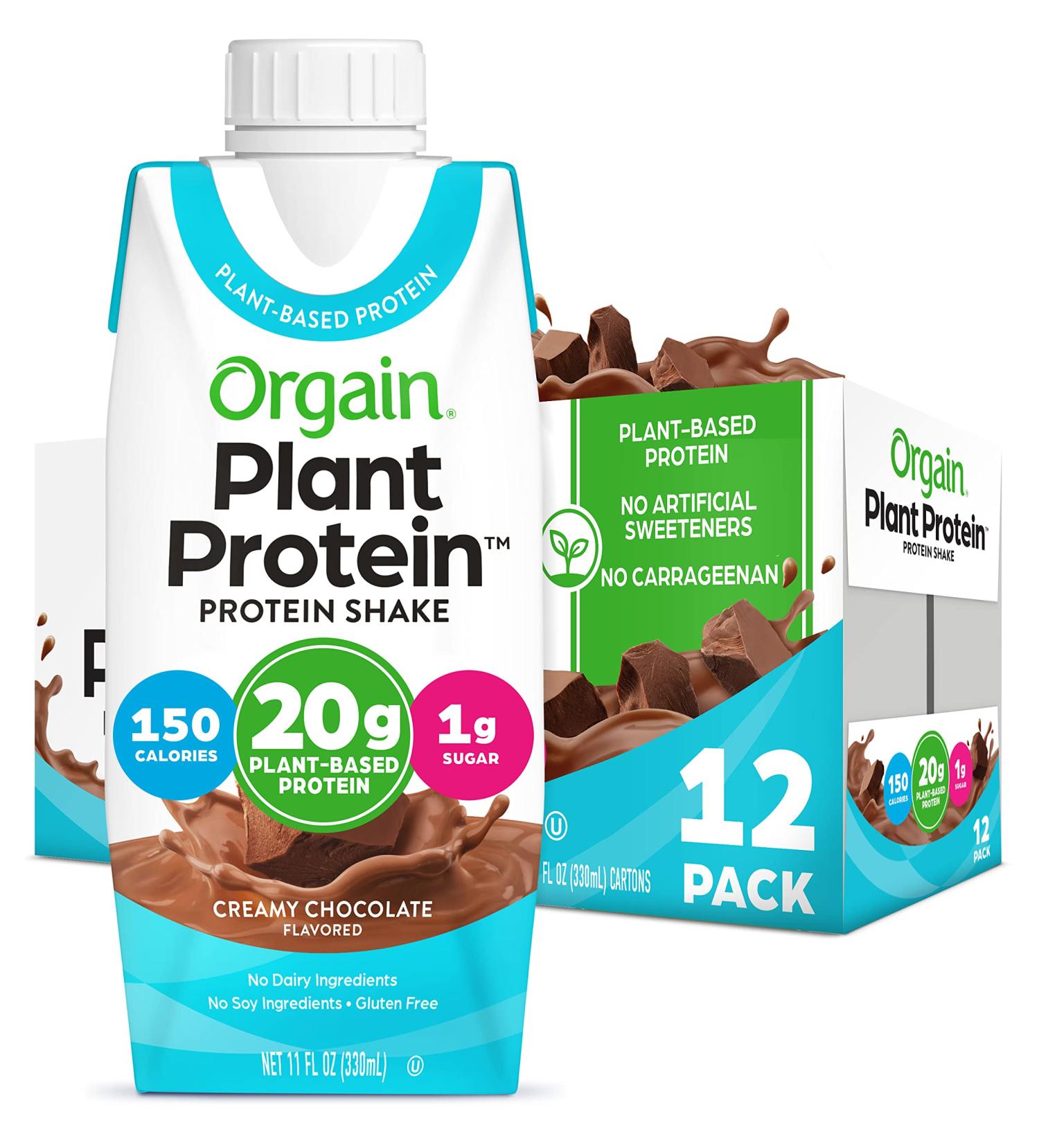 Orgain Vegan Protein Shakes - 20g Plant Based Protein, Creamy Chocolate - Gluten & Dairy Free - No Soy, Preservatives or Added Sugar - 11 Fl Oz, 12 Count - Buy Online on GoSupps.com