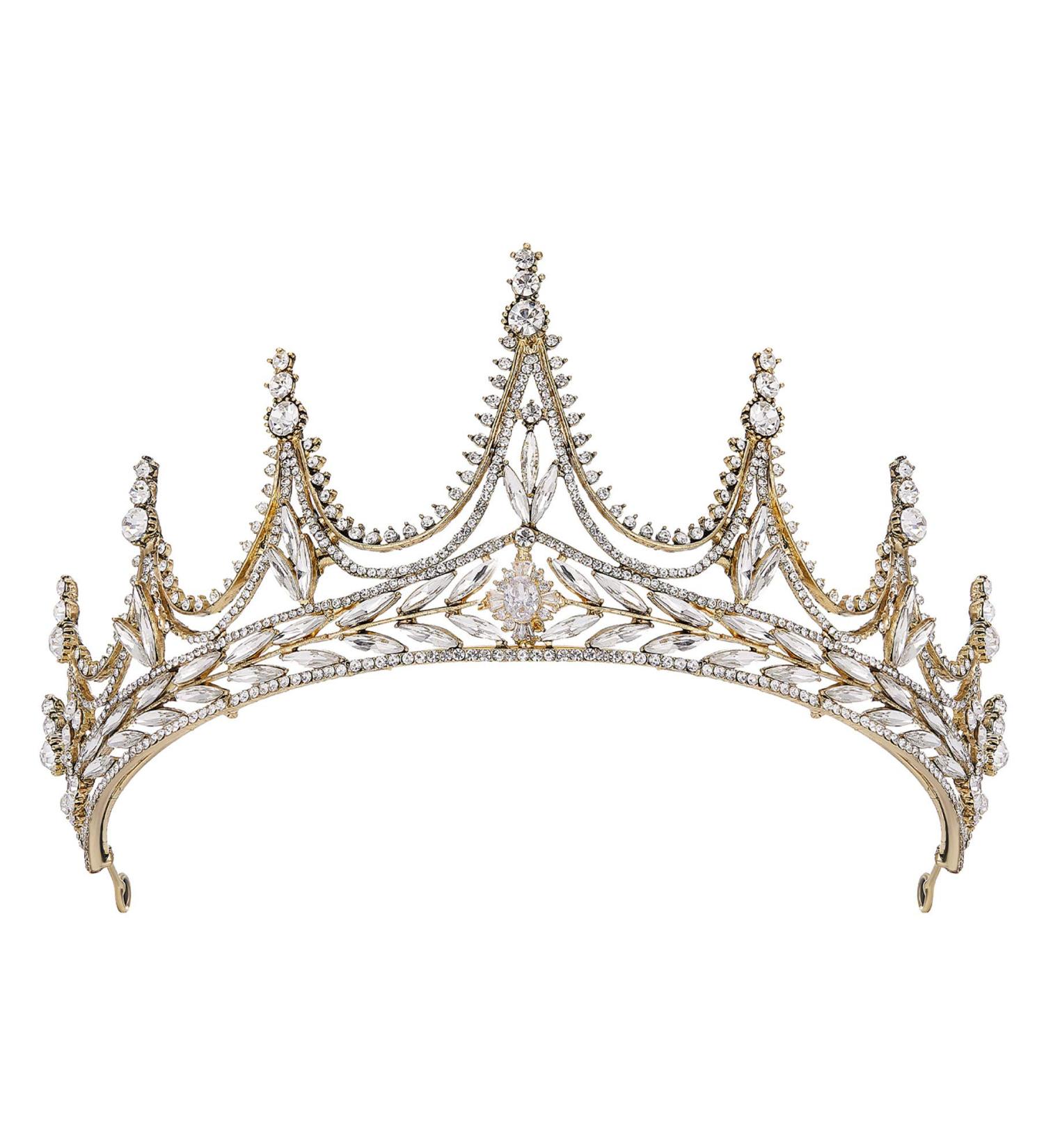 SWEETV Rhinestone Tiara and Crown for Bride, Adults - Gold Wedding & Birthday Hair Accessories - Buy Online on GoSupps.com