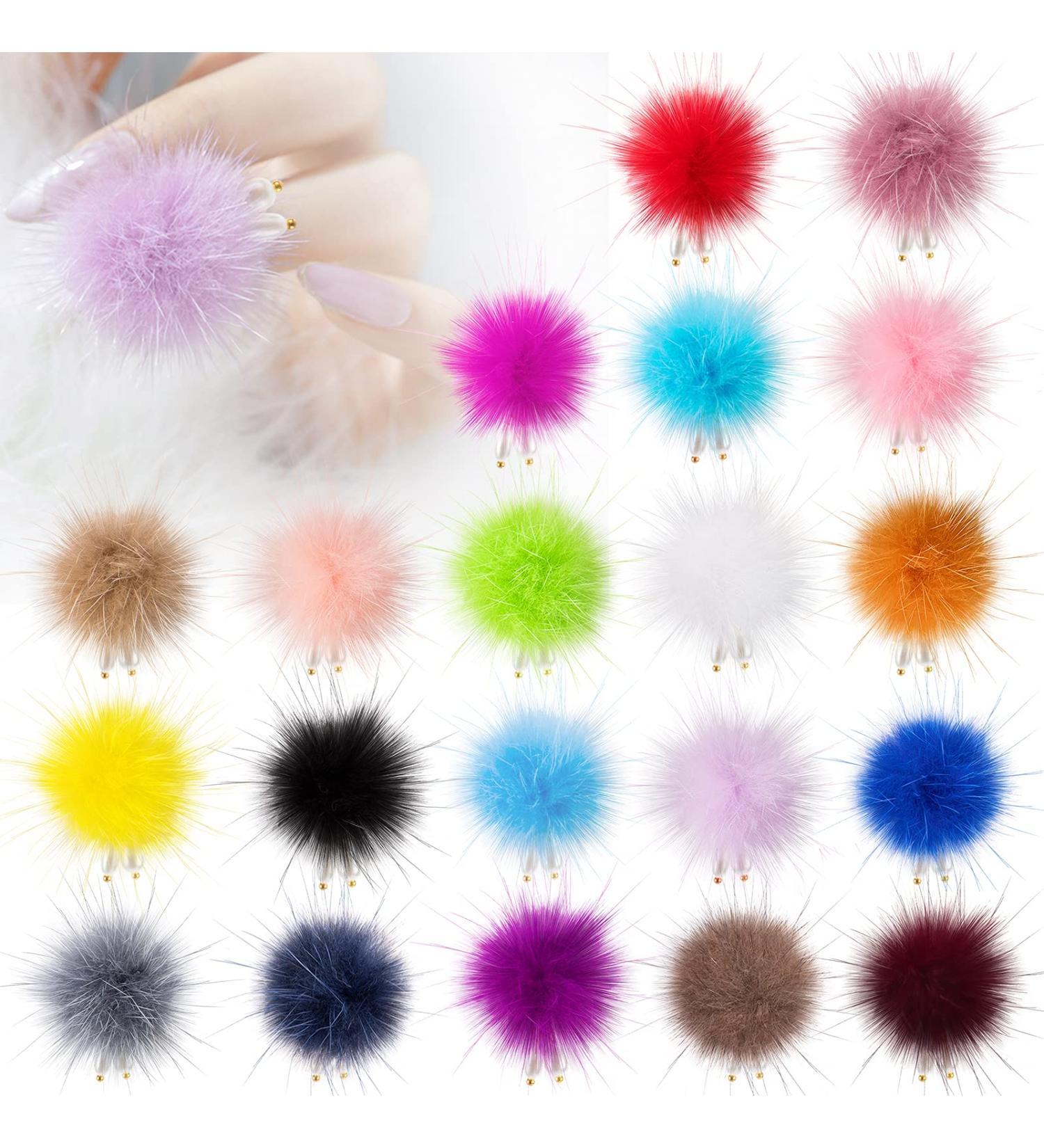 Detachable Nail Art Fluffy Pom Balls - 20pcs Magnetic Base Plush Faux Fur Balls for Elegant 3D Nail Design - Nail Accessories with Pearl Pendants - Buy Online on GoSupps.com