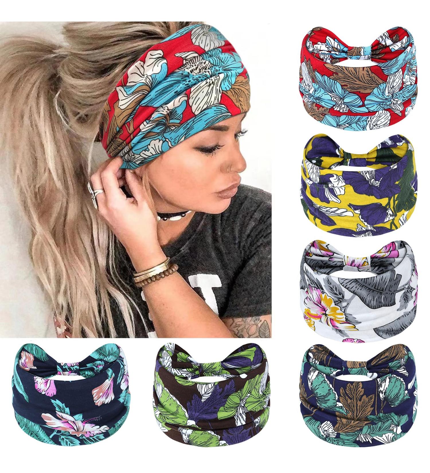 Kavya Women's Headbands UK | Boho Soft Hair Bands for Yoga and Fashion | Elastic Hair Accessories (Elegant) Multi-Colored - Buy Online on GoSupps.com