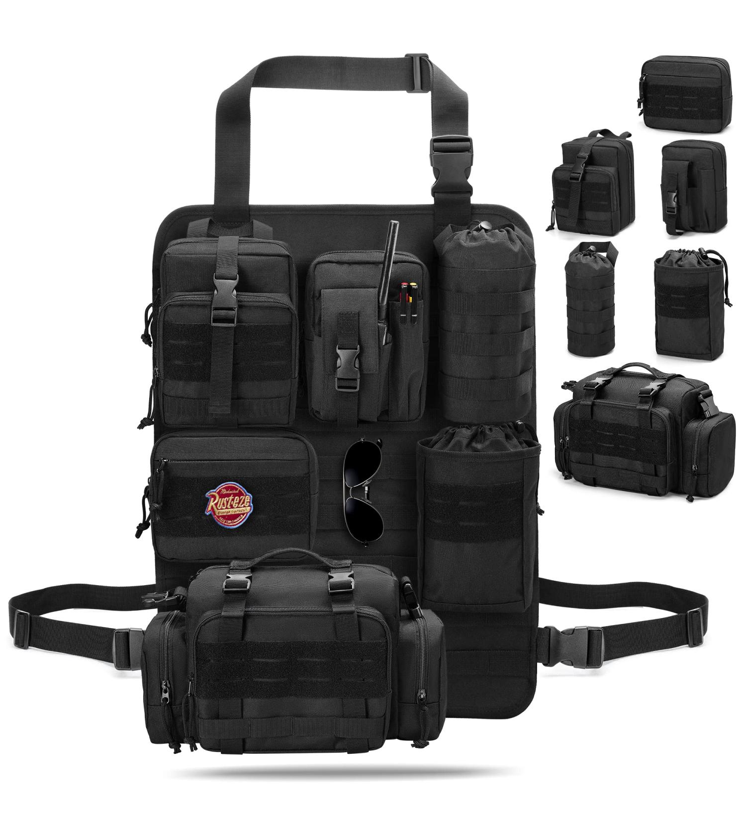 HODRANT Tactical Car Seat Back Organizer with 6 Removable Molle Pouches - Universal Vehicle Front Seat Organizer for Truck - Molle Accessories Bag - Buy Online on GoSupps.com