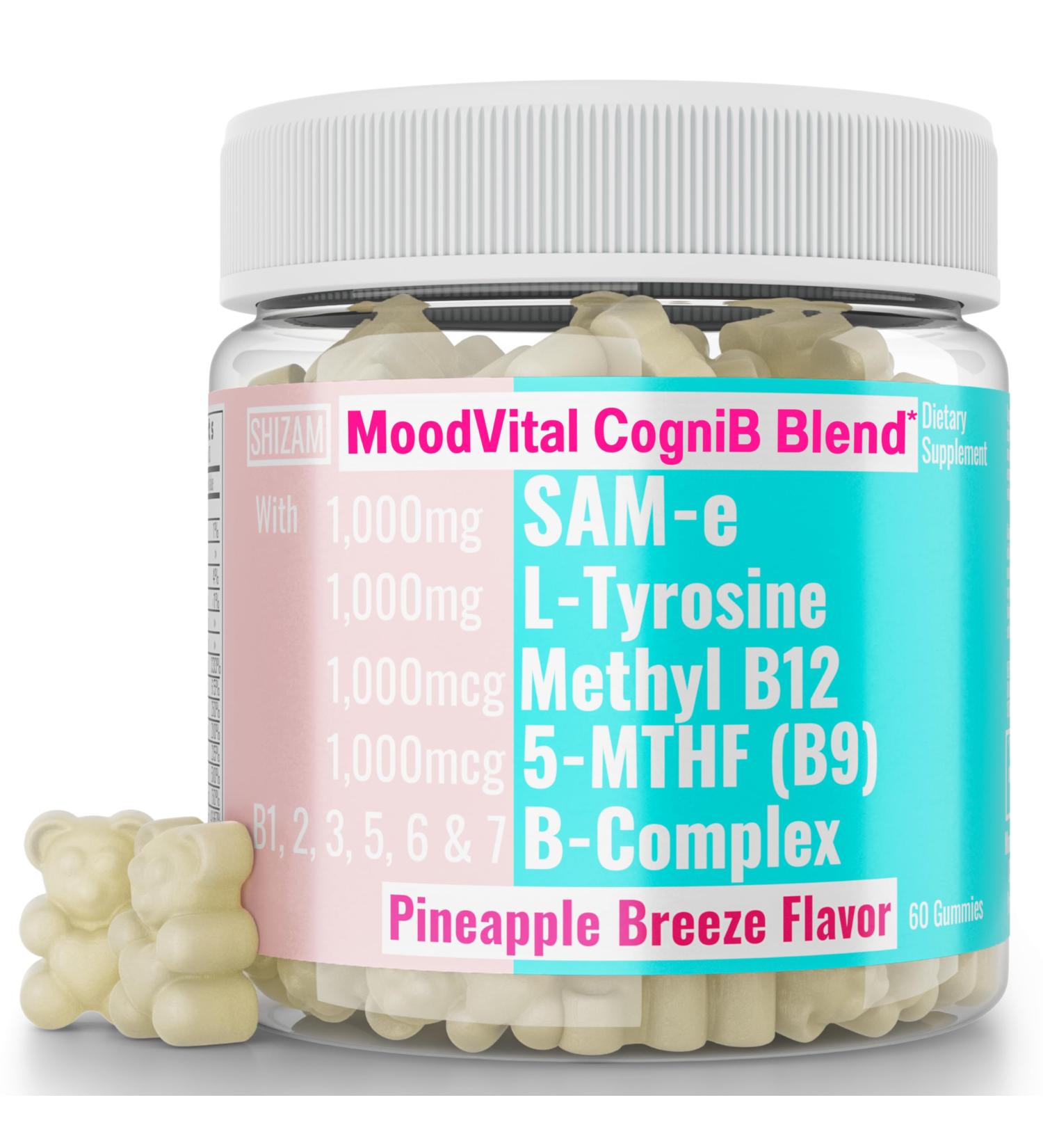 SHIZAM SAM-e & L-Tyrosine Gummies & Methylated Vitamin B-Complex | Methyl B12 & 5-MTHF | Vitamins B12 B9 B7 B6 B5 B3 B2 B1 Capsules Powders Pills Alt | Supplement Supplements - Buy Online on GoSupps.com