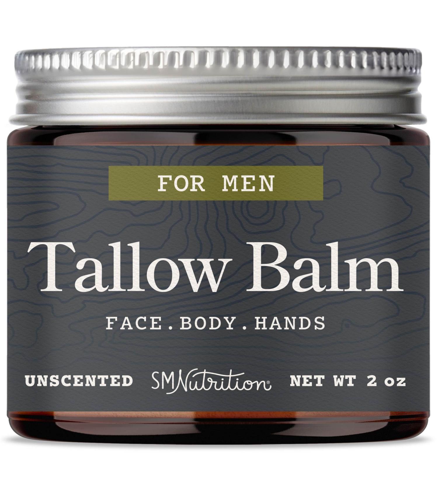 Beef Tallow Balm for Men | Face & Body | Men s Beef Tallow for Skin Health & Barrier Support | Unscented | Moisturizing Face Body & Hands Balm with Organic Beeswax | Grass-Fed & Cruelty-Free | 2 oz - Buy Online on GoSupps.com