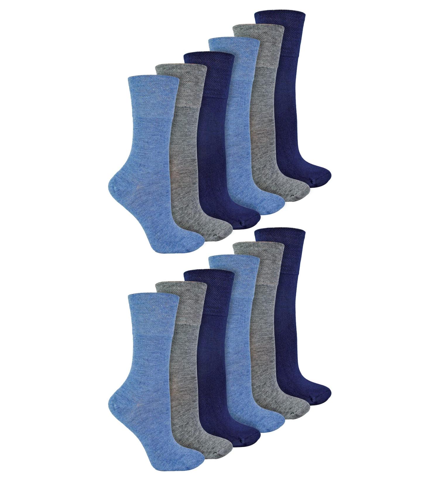 IOMI 12 Pair Women's Bamboo Diabetic Socks | Soft Top Non-Binding Socks 5-9 Blue - Buy Online on GoSupps.com