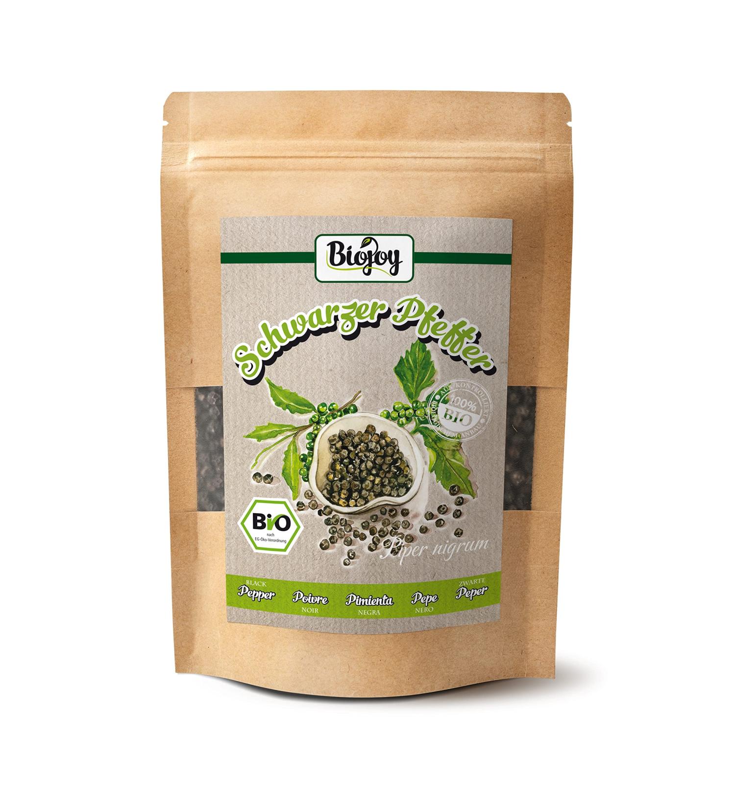Buy Biojoy Organic Black Pepper Whole (100g) - Premium Black Peppercorns for Grinder - Piper Nigrum - International Shipping Available - Buy Online on GoSupps.com
