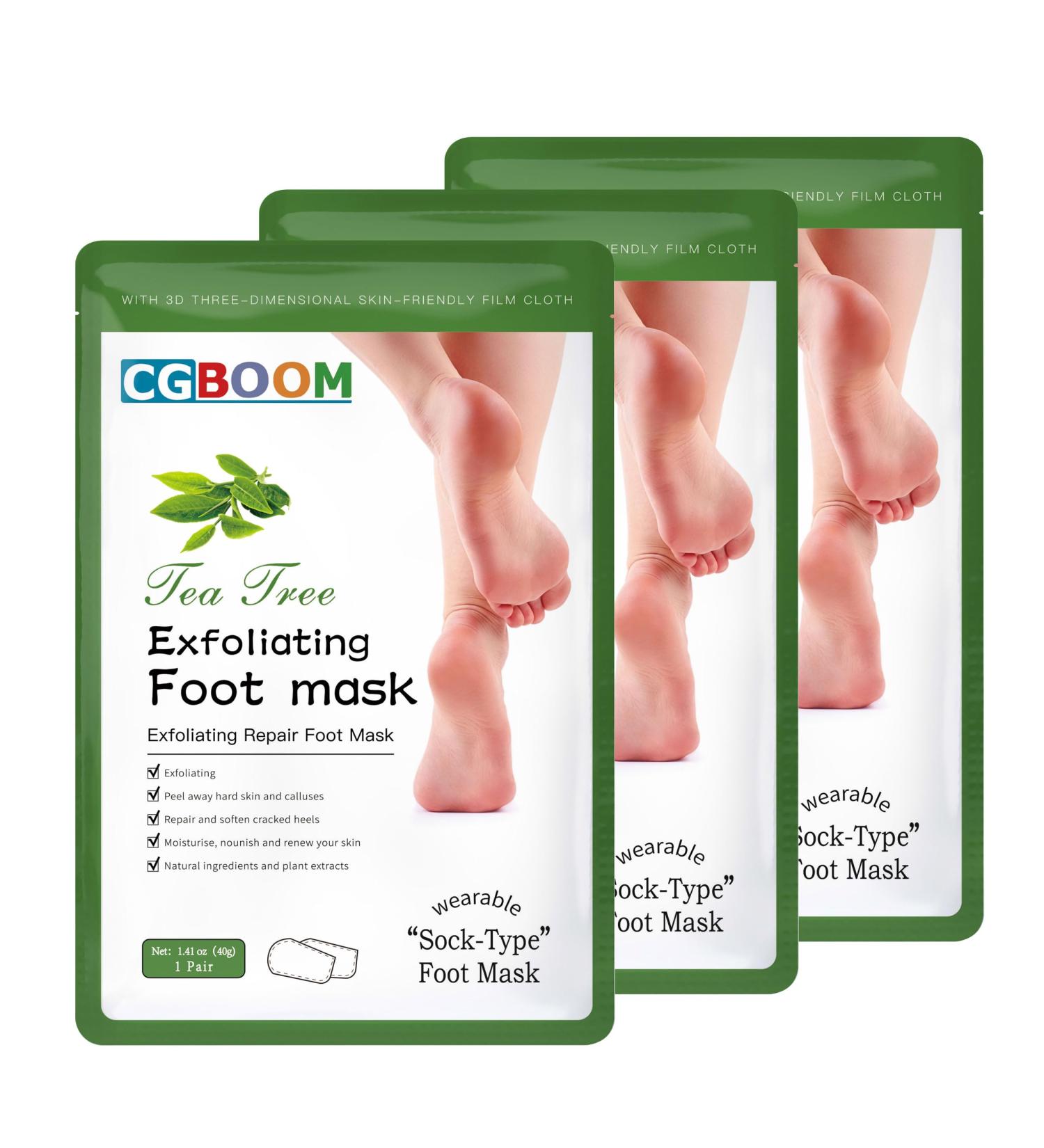 3 Pairs Foot Peel Mask Tea Tree Foot Exfoliating Mask Socks Calluses Remover Dead Skin Moisturizing Feet Peeling Mask for Dry Skin Cracked Heels Foot SPA Socks for Women and Men - Buy Online on GoSupps.com