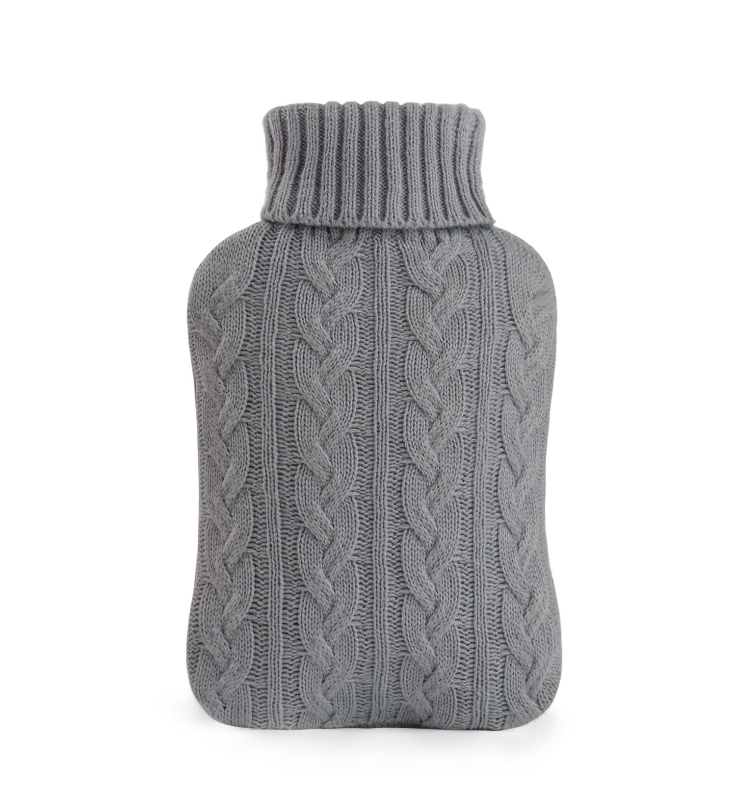 Buy Samply 2L Hot Water Bottle with Soft Knitted Cover - Premium Grey Hot Water Bag for Warmth & Comfort - International Shipping Available - Buy Online on GoSupps.com