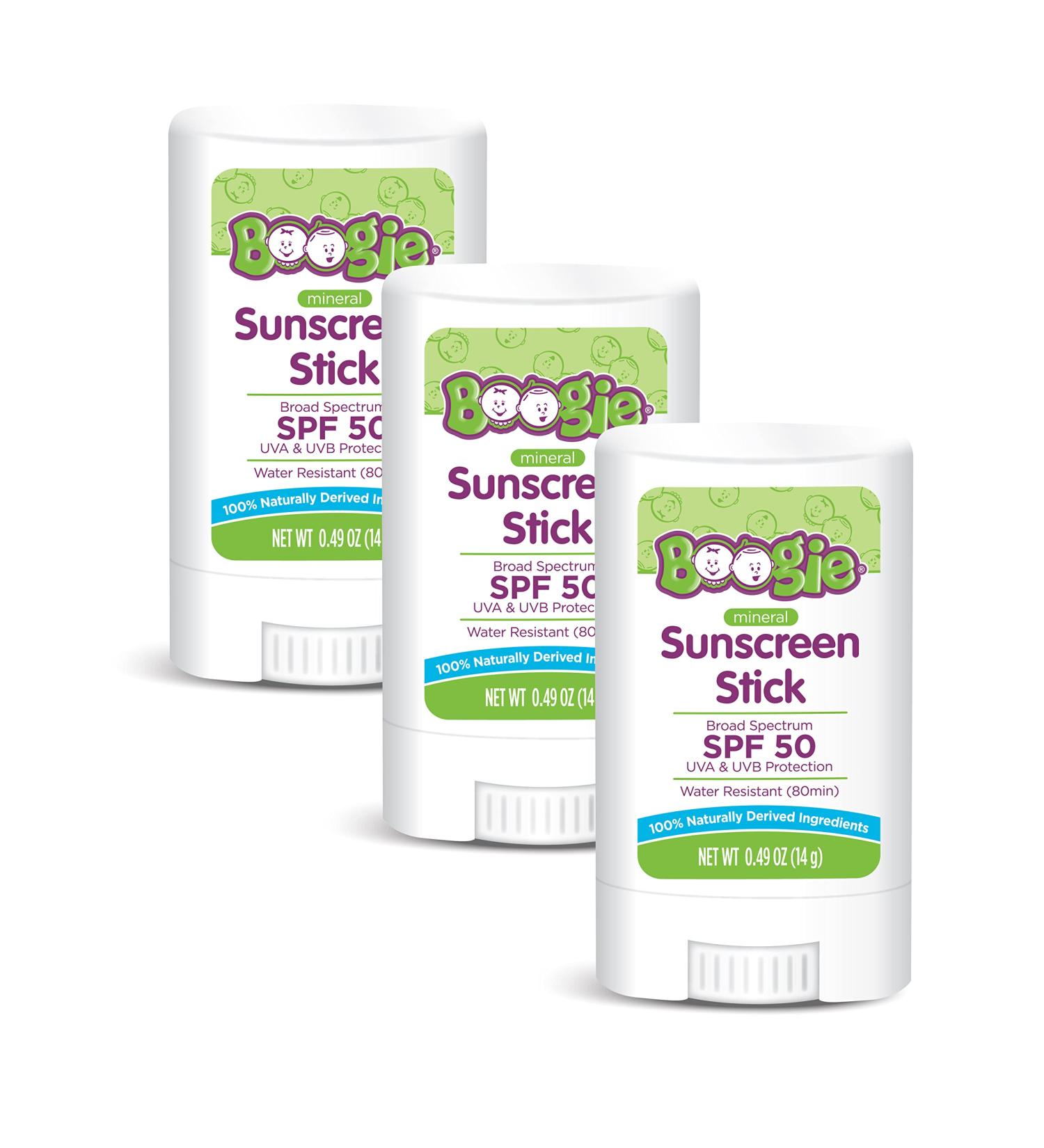 Boogie Wipes Baby Sunscreen Stick SPF 50 - 0.49 Oz (Pack of 3) | Zinc Oxide, Water Resistant, Naturally Derived for Kids - Buy Online on GoSupps.com