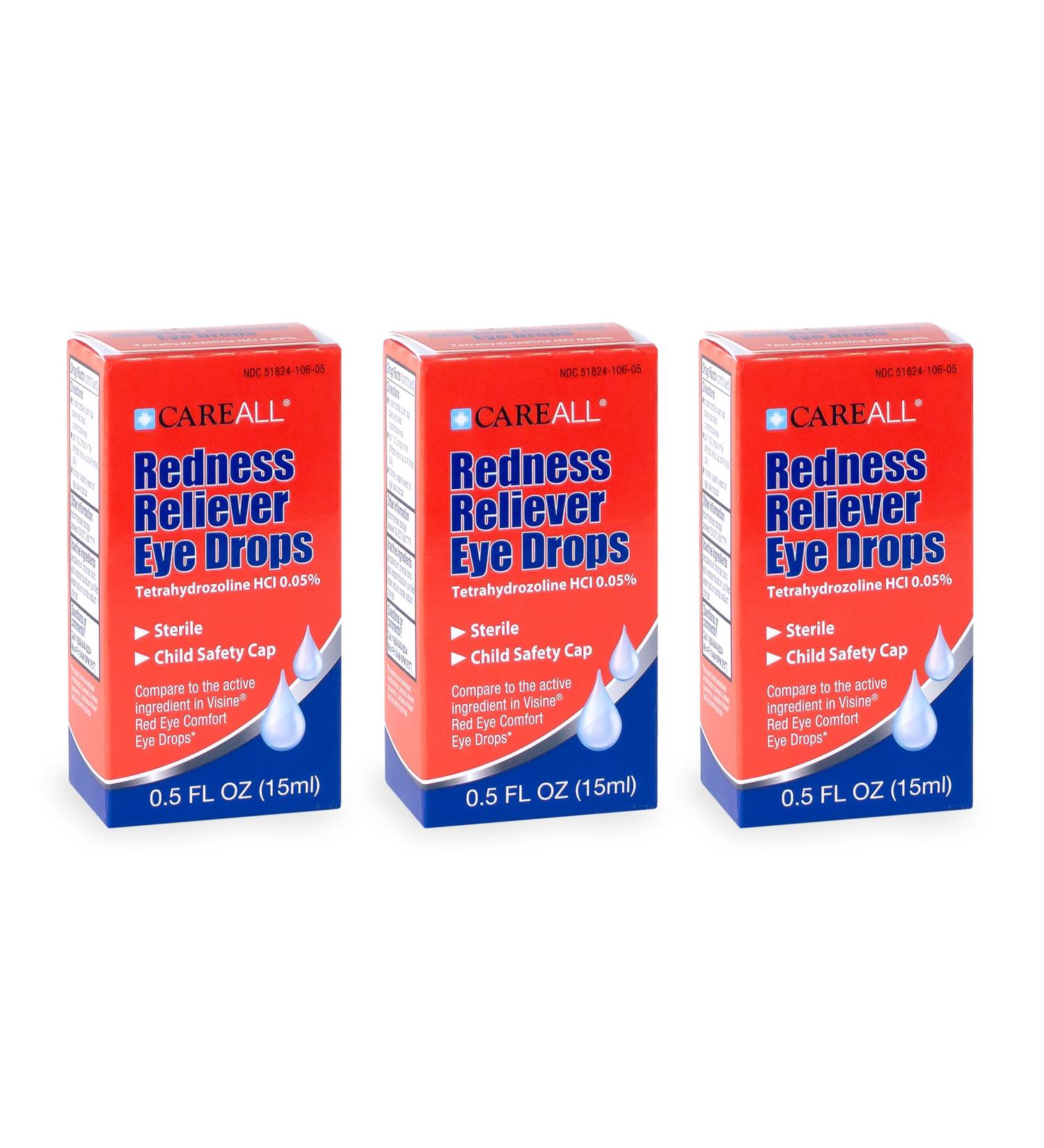 Buy CareAll Redness Reliever Eye Drops - Tetrahydrozoline HCI 0.5oz (Pack of 3) | Fast International Shipping - Buy Online on GoSupps.com