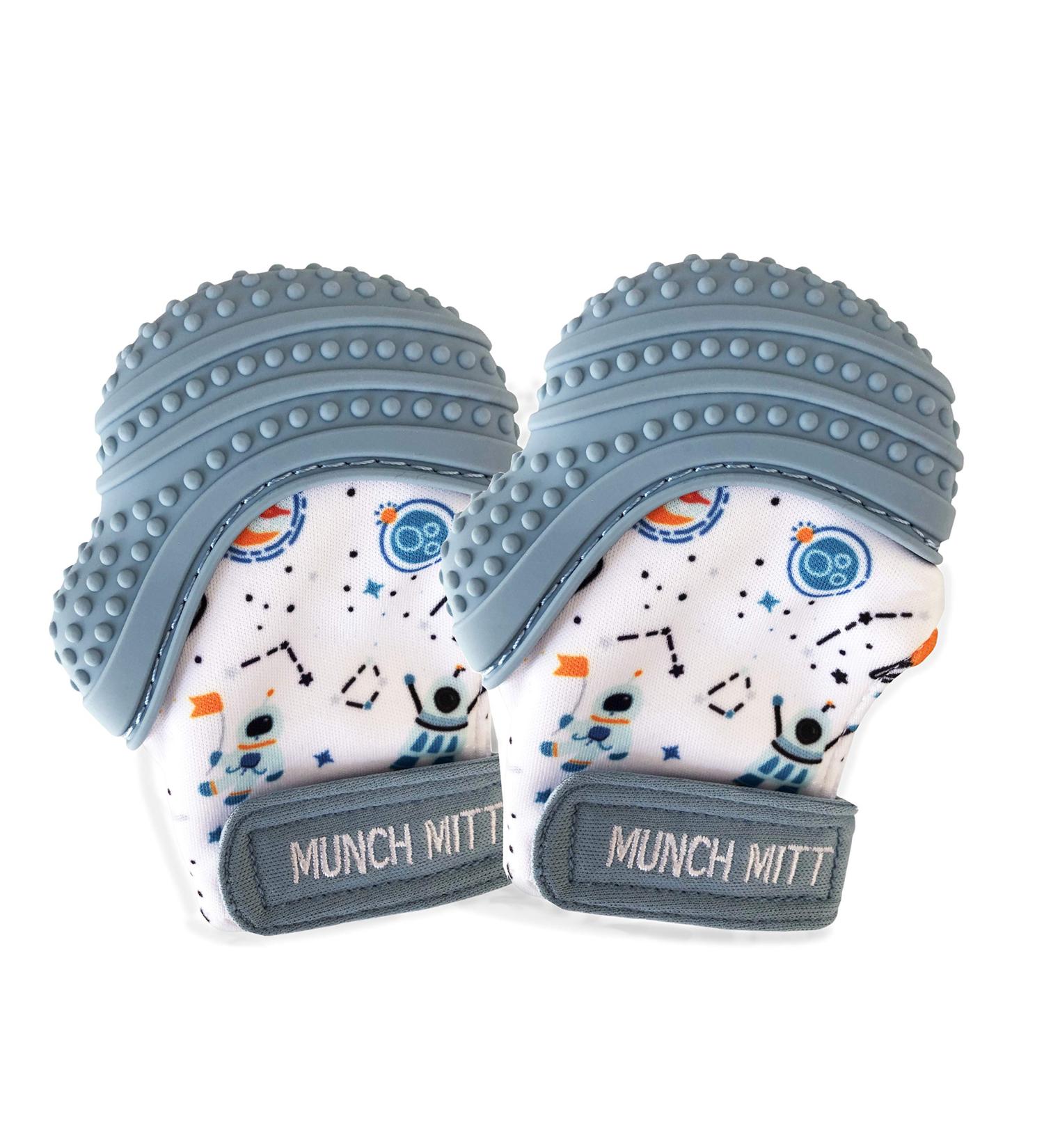Malarkey Kids Munch Mitt 2-Pack | Baby Teething Mitten - Steel Blue - Buy Online on GoSupps.com