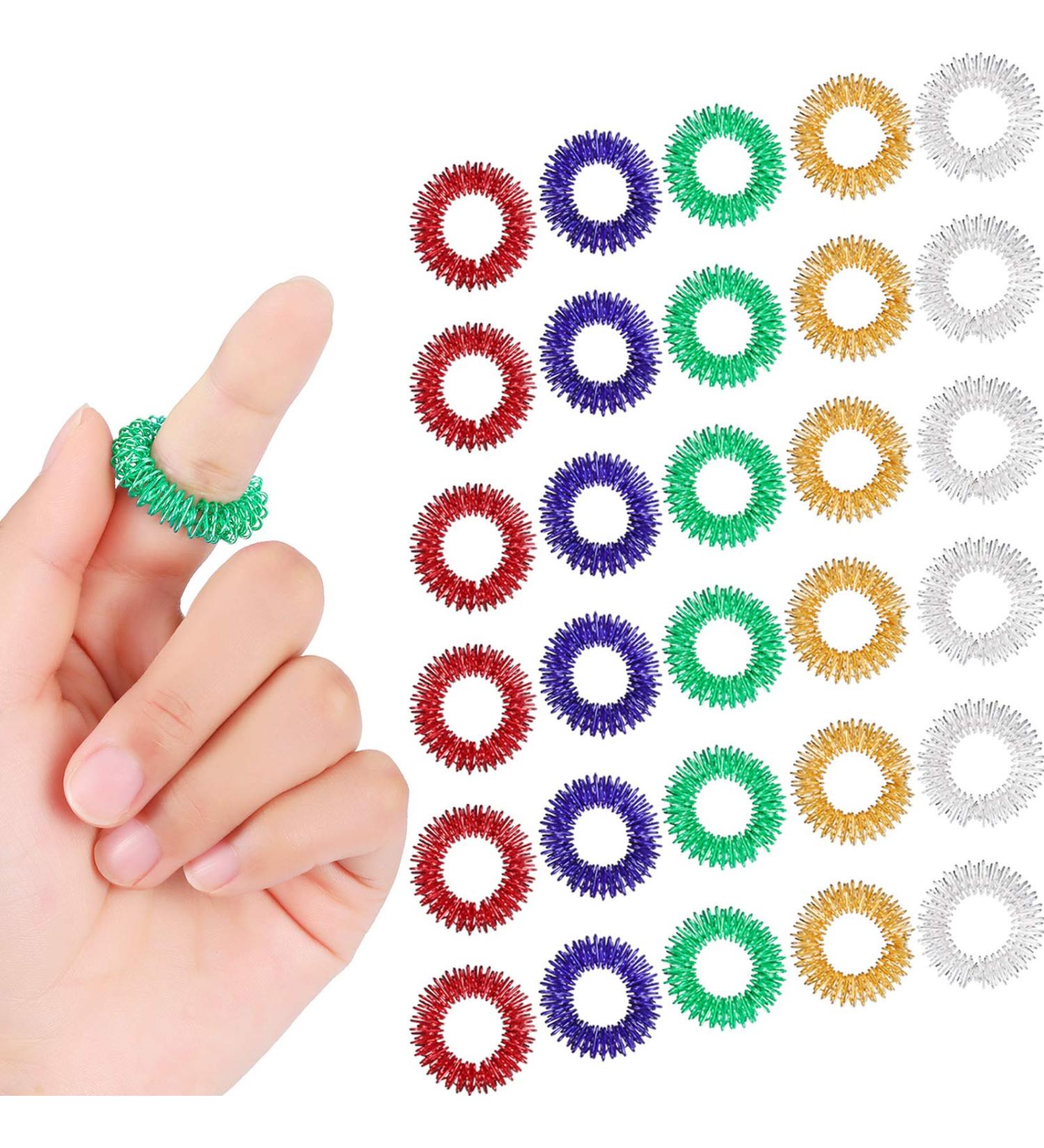 50 Piece Acupressure Rings Set for Teens & Adults - Stress Reducer & Massager in Red, Blue, Green, Gold & Silver - Buy Online on GoSupps.com