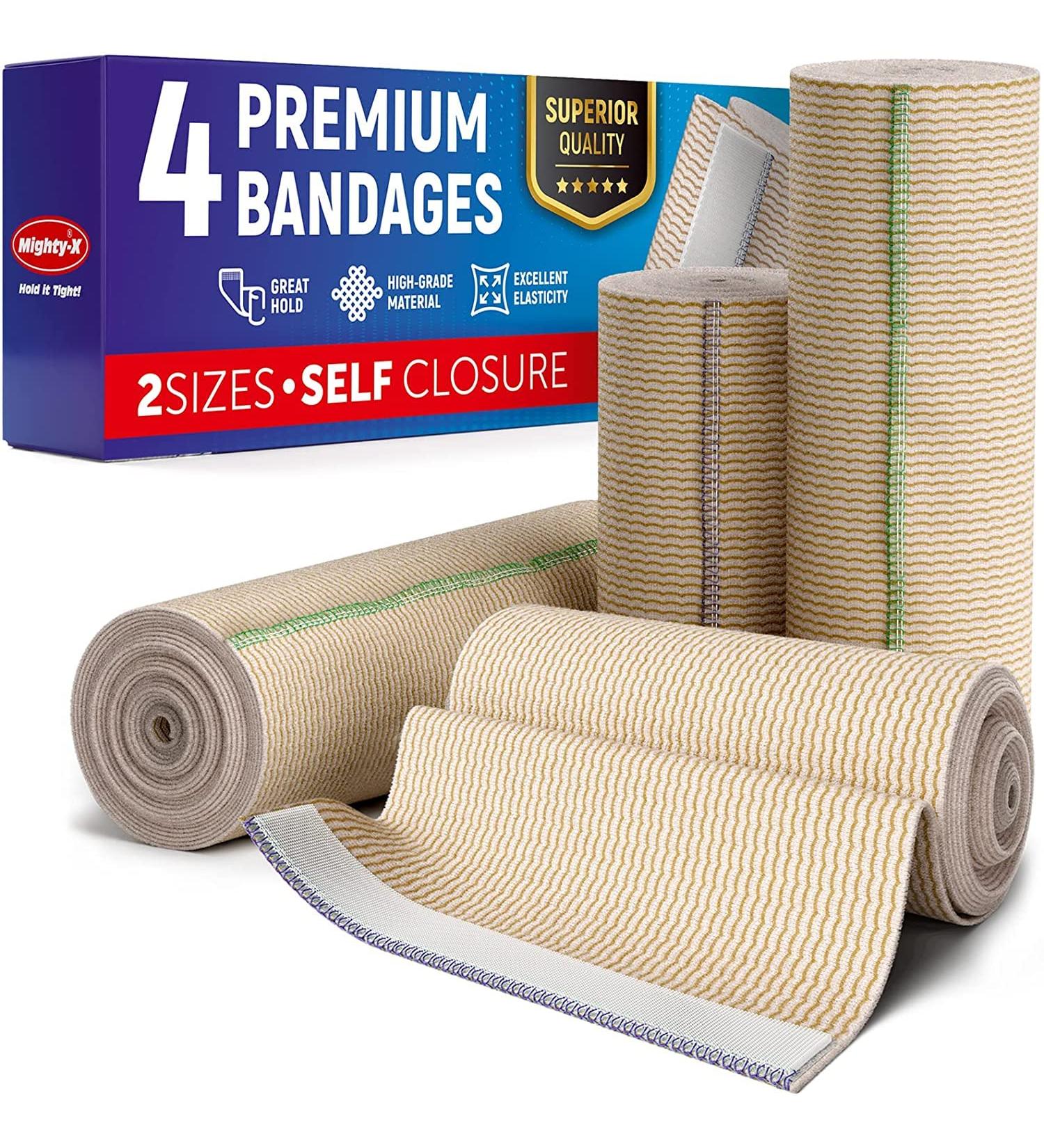 Premium Cotton Latex-Free Elastic Bandage Wrap 4 & 6 4-Pack - Self-Closing Compression Bandage - Washable & Reusable - Buy Online on GoSupps.com