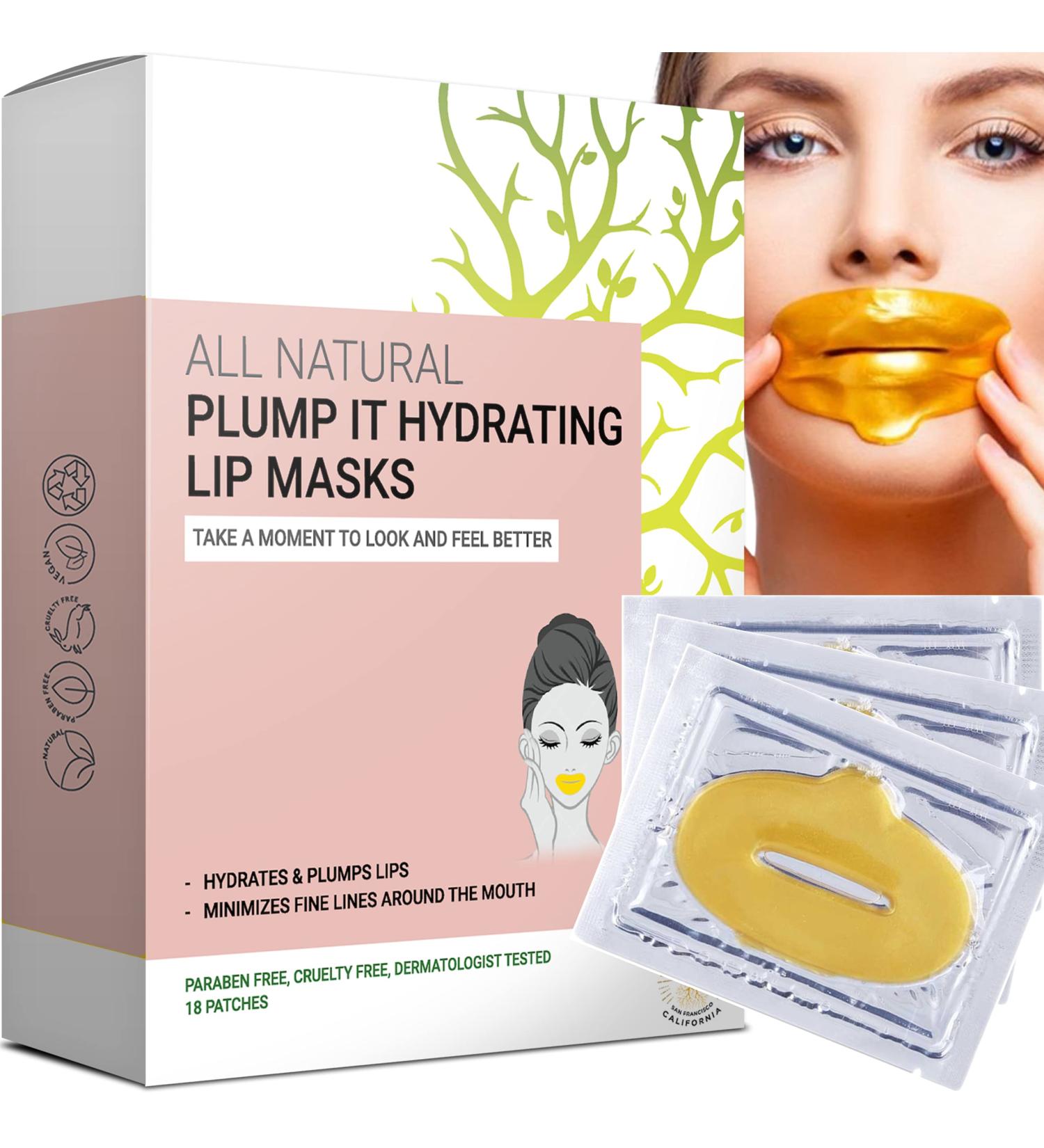PLUMP IT Moisturizing Lip Mask by Doppeltree - 18 Patches for Dry, Chapped Lips - Lip Plumper & Conditioner - San Francisco Formula - Buy Online on GoSupps.com