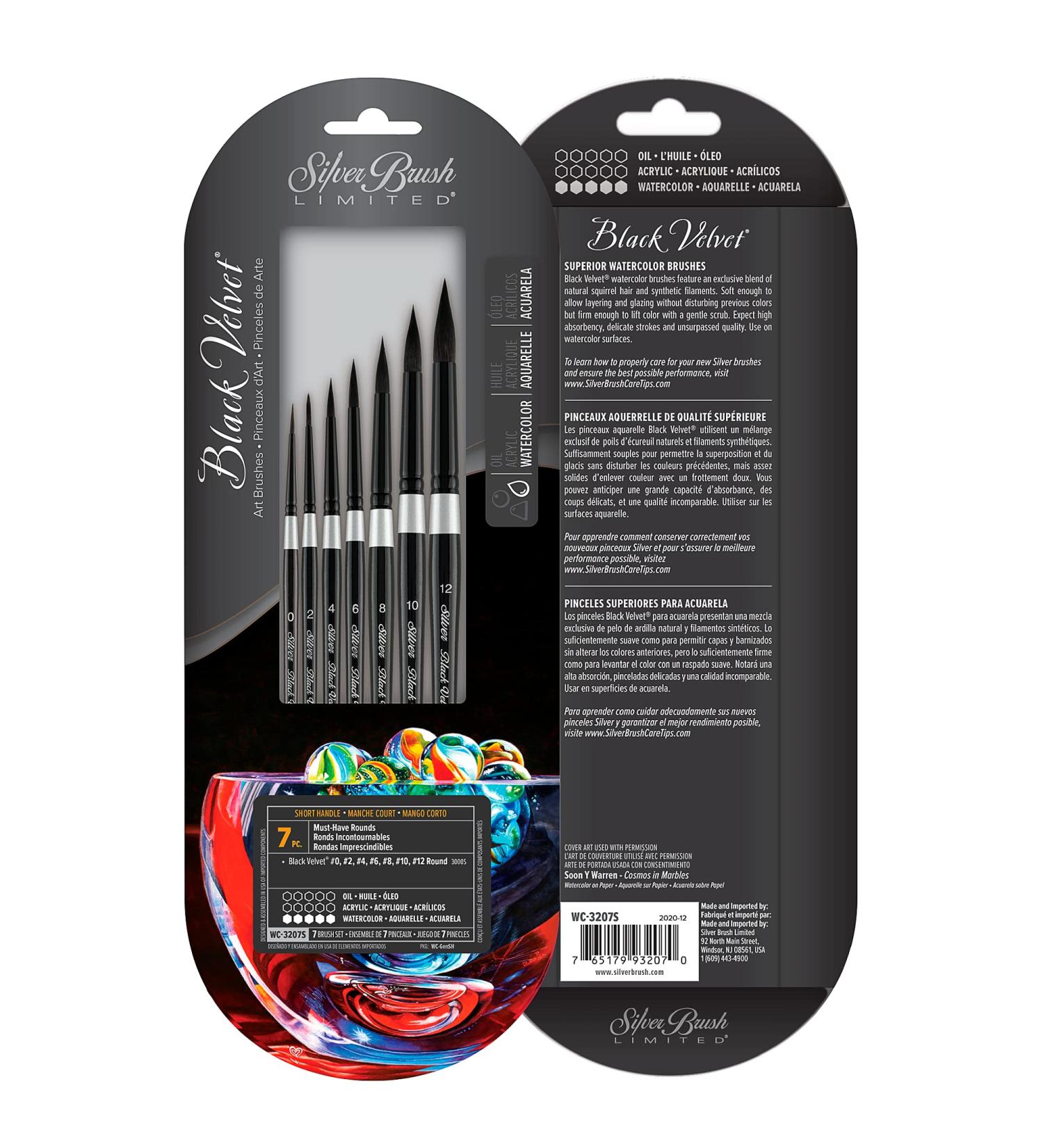 Silver Black Velvet Must Have Rounds Set - 7 Round Brushes in Sizes 0, 2, 4, 6, 8, 10, 12 - Buy Online on GoSupps.com