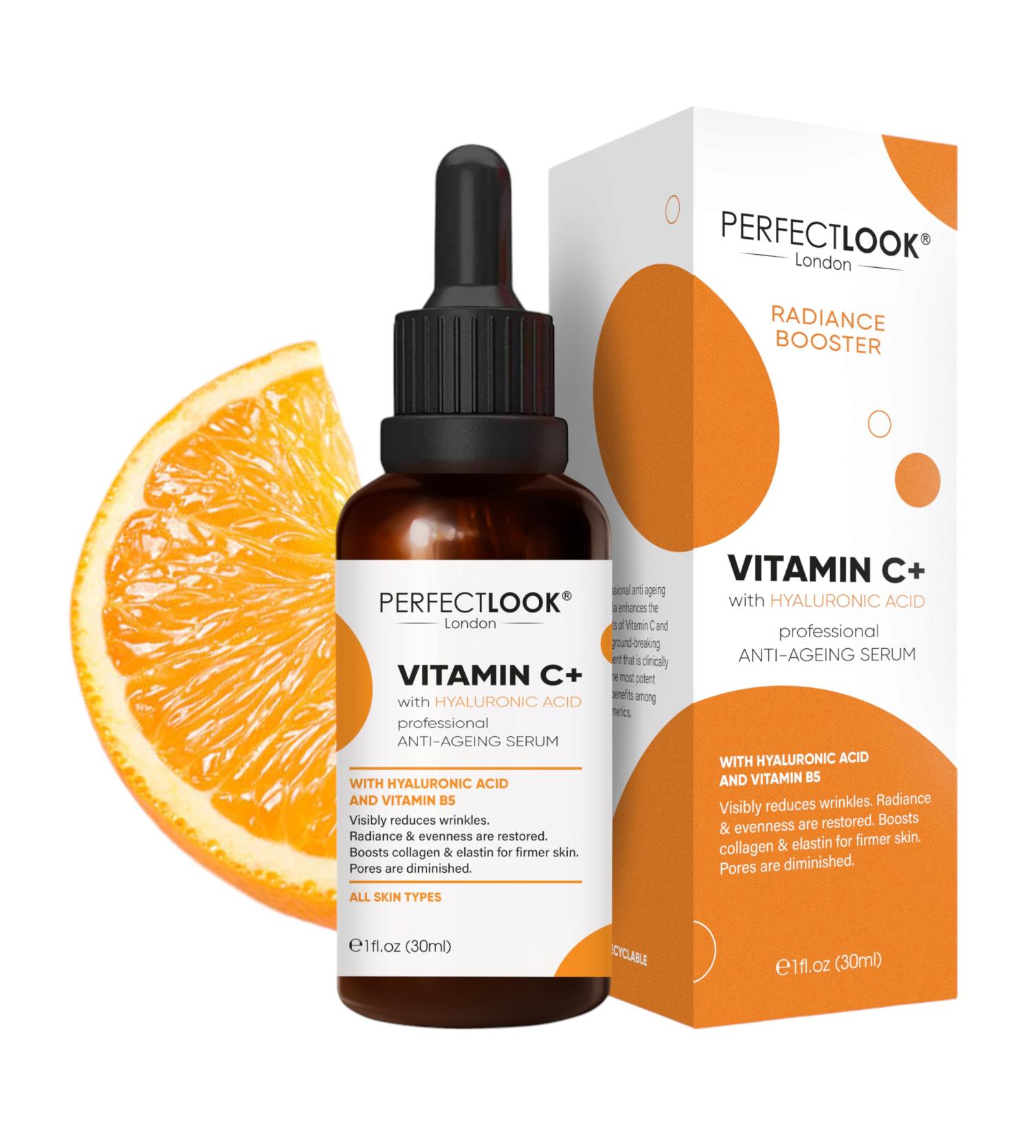 Vitamin C Serum for Face with Hyaluronic Acid & Vitamin E Moisturiser Brightening Serum Dark Spot Remover Anti Aging Skincare for All Skin Types Women & Men 30ml - Buy Online on GoSupps.com