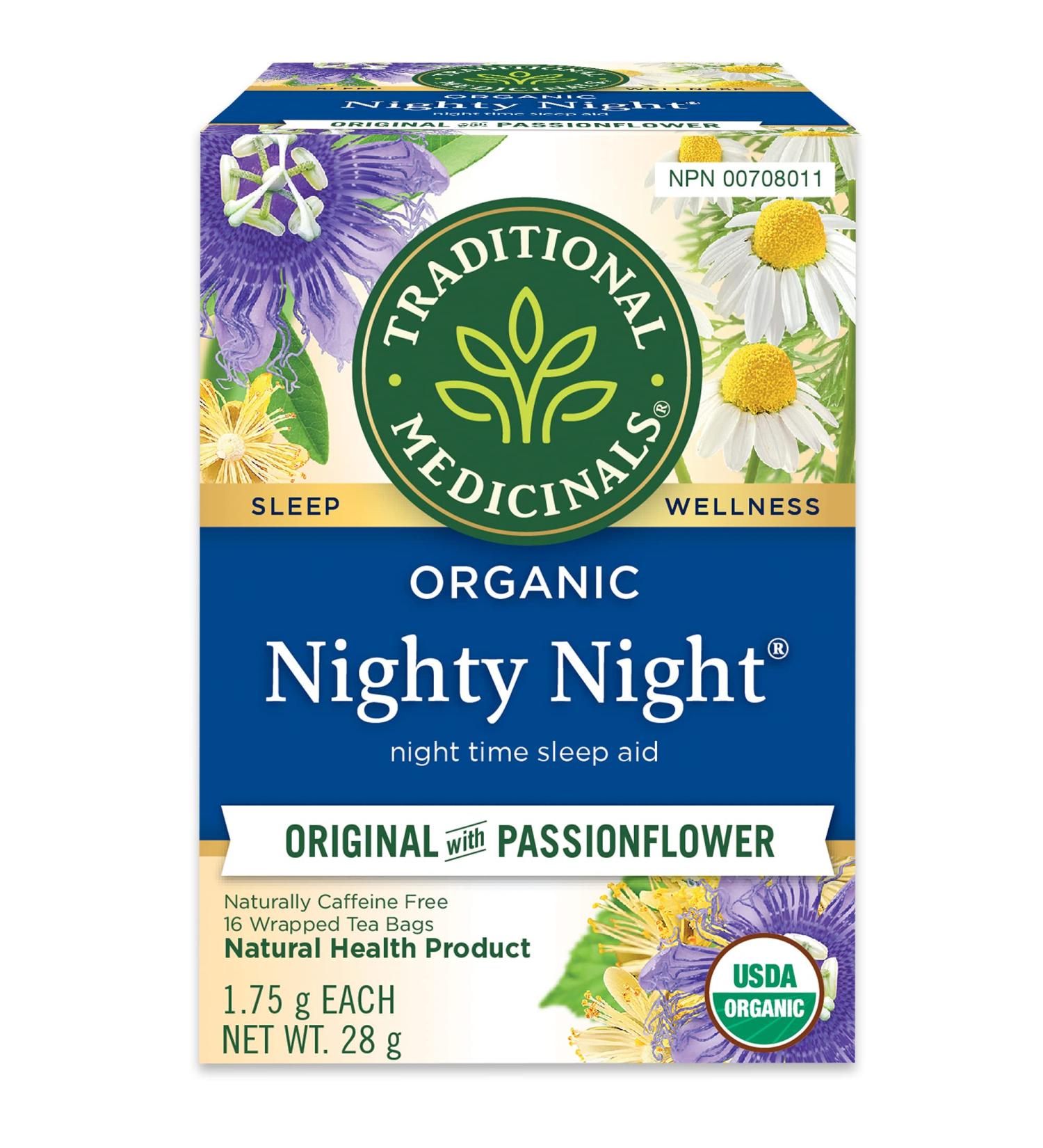 Traditional Medicinals - Organic Nighty Night Herbal Tea (Pack of 1) - Natural Sleep Aid containing Passionflower and Chamomile - 16 Tea Bags Total Nighty Night 16 Count (Pack of 1) - Buy Online on GoSupps.com