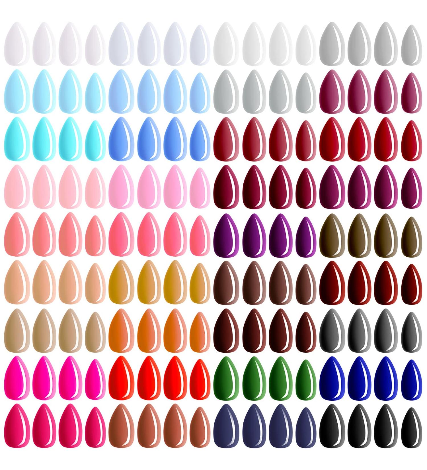 864 Short Almond Press on False Nails - Glossy Full Cover Colorful Artificial Nails for Nail Art Salon - Buy Online on GoSupps.com