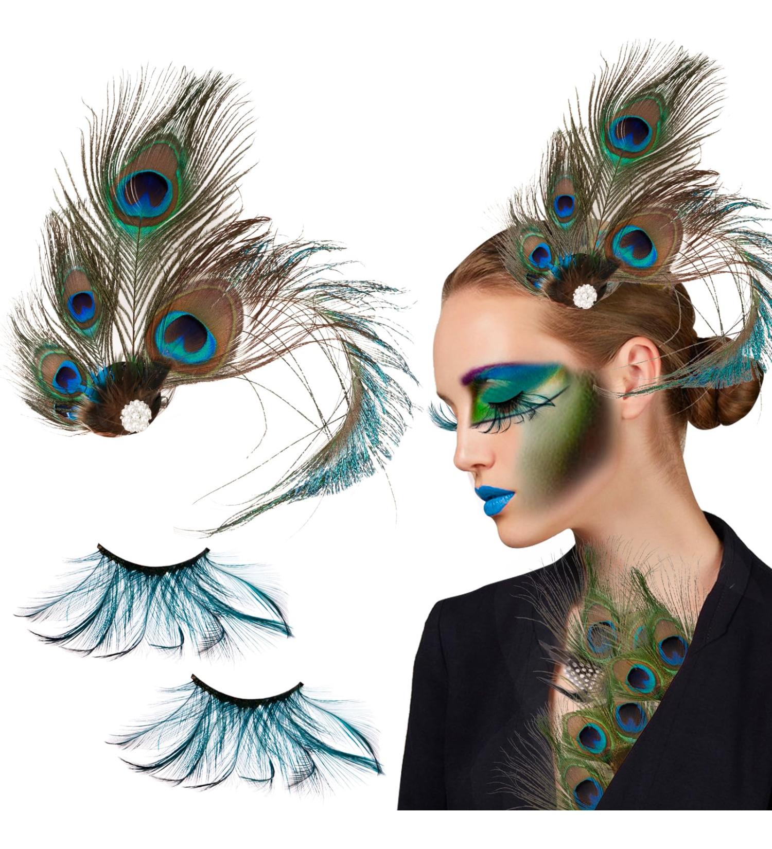Boyrot Pfau Costume for Women - Stylish Peacock Hair Clips for 20s Carnival Fasching & Gatsby Cosplay - Buy Online on GoSupps.com