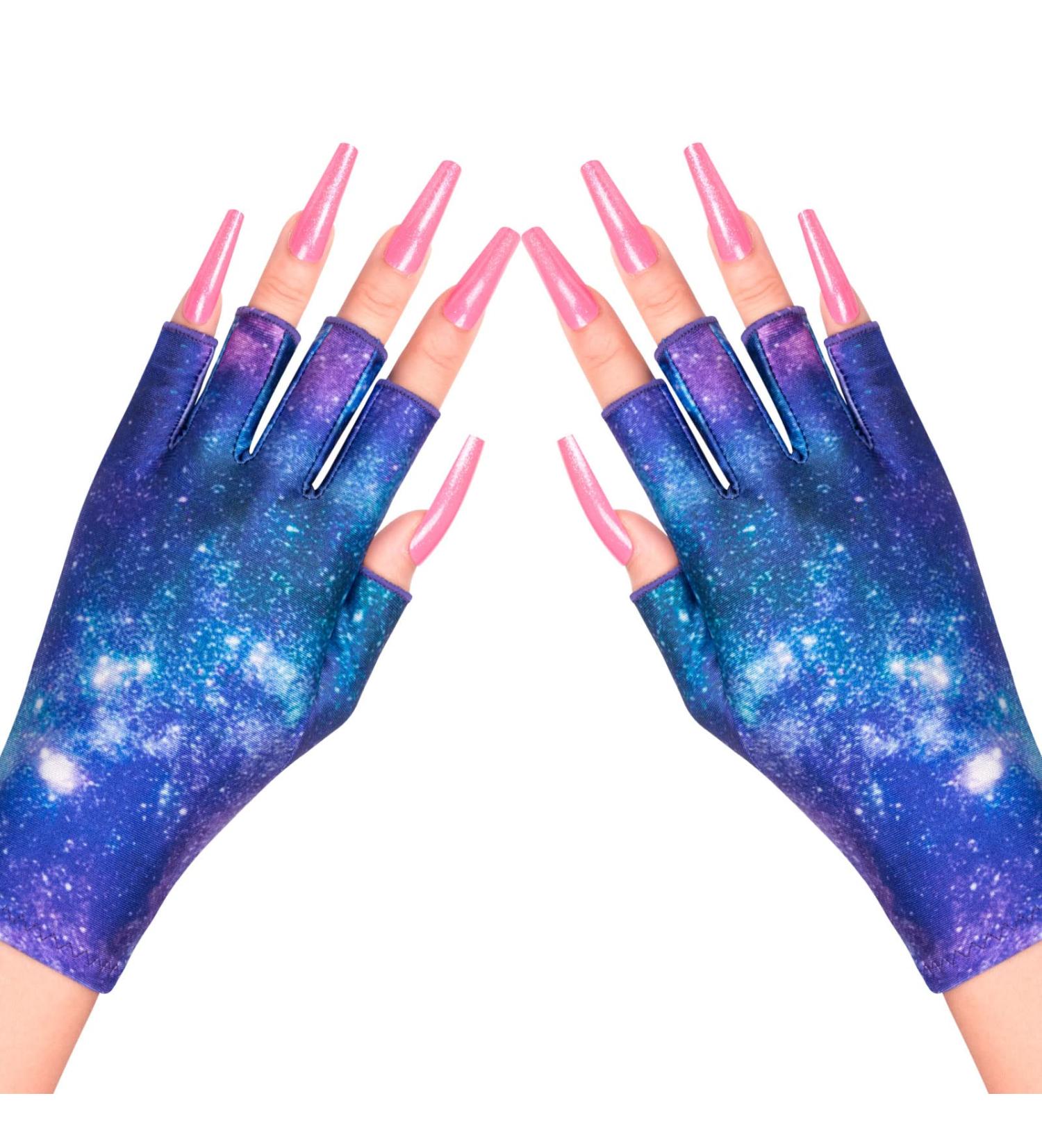 Krofaue UV Shield Fingerless Gloves for Nail Art & Manicures - Starry Sky Design - Buy Online on GoSupps.com