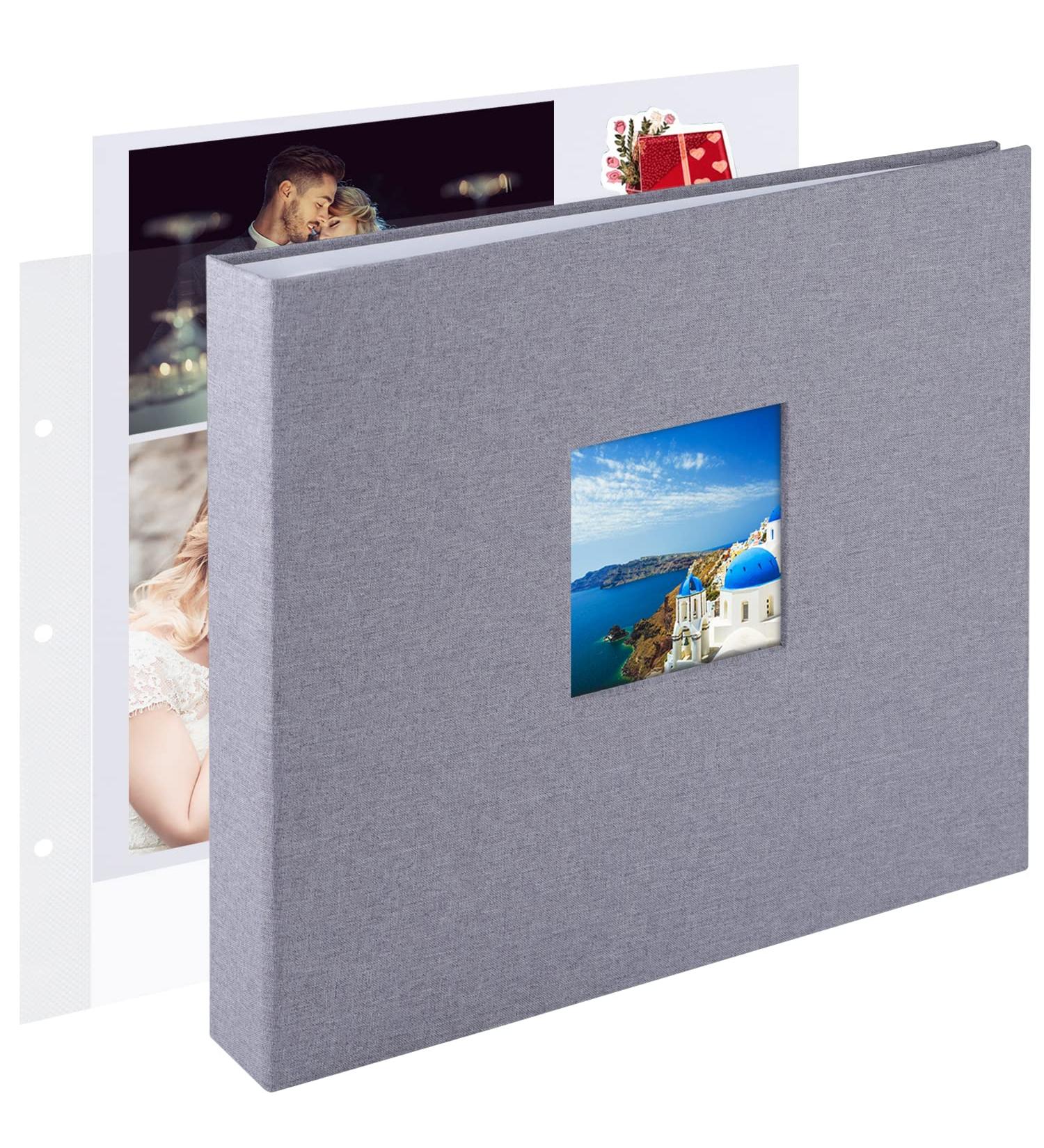 1DOT2 12x12 Large 3 Ring DIY Scrapbook Album with 30 Plastic Sleeves & 60 Pages - Gray Cover/White Pages for Baby, Travel, Wedding, Anniversary, Kids Adventures - Buy Online on GoSupps.com