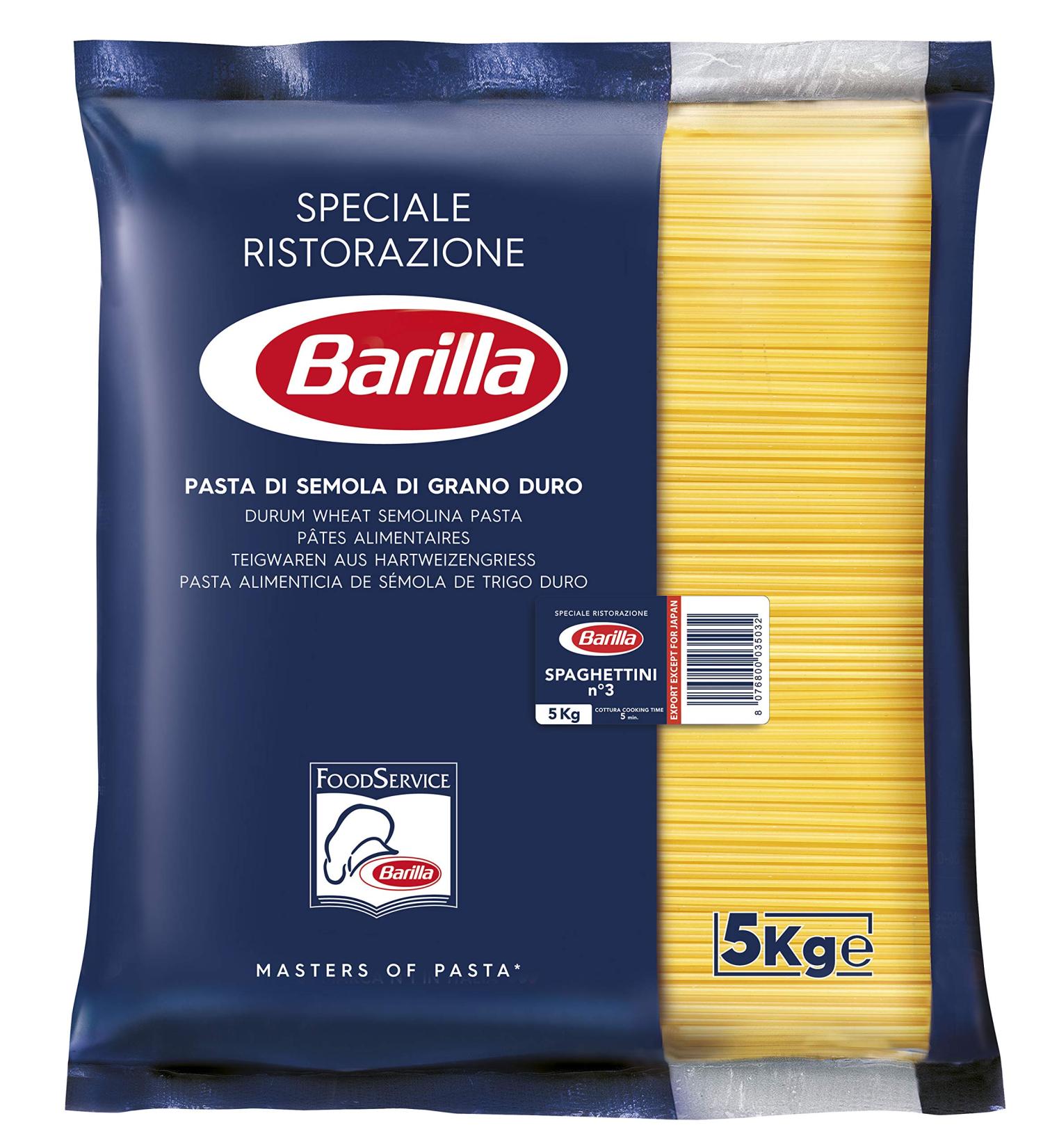 Buy Barilla Spaghettini N. 3 5kg Durum Wheat Pasta for International Shipping | Premium Quality Italian Pasta - Buy Online on GoSupps.com