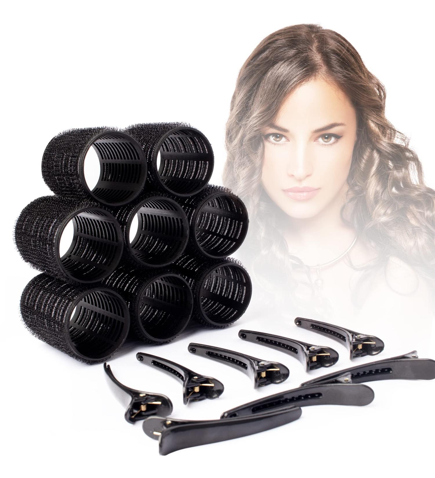 Mirzian 16 Pcs Jumbo Hair Rollers Set - Heatless Self Grip Velcro Curlers & Duckbill Clips for Long Hair - No Heat Rollers (44mm) - Buy Online on GoSupps.com