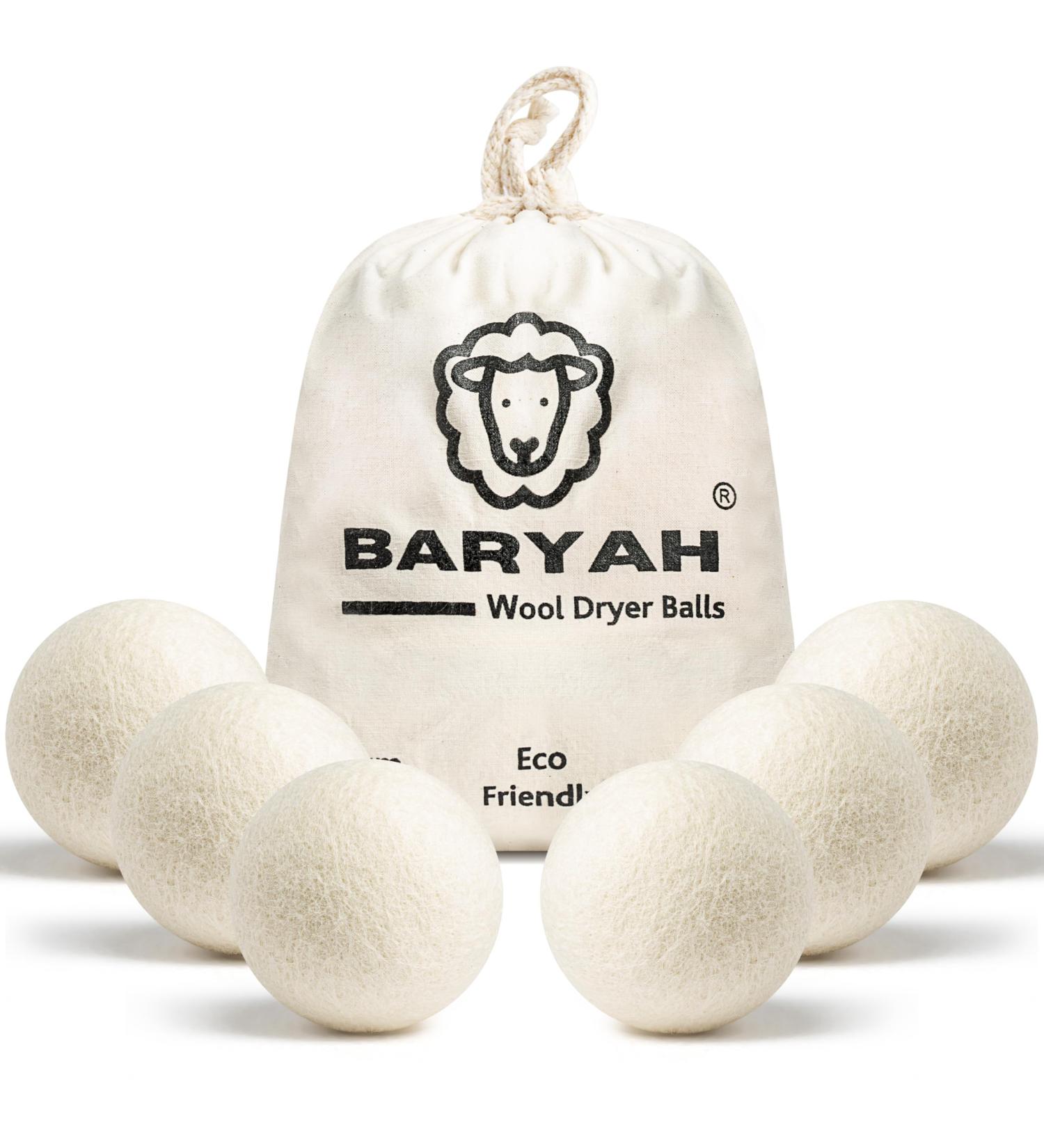 Baryah Tumble Dryer Balls Pack Of 6 XL - Handmade Reusable Organic New Zealand Sheep Wool Laundry Balls For Washing Machine Reduce Drying Time And Wrinkles With Natural Scented Fabric Softener Laundry - Buy Online on GoSupps.com
