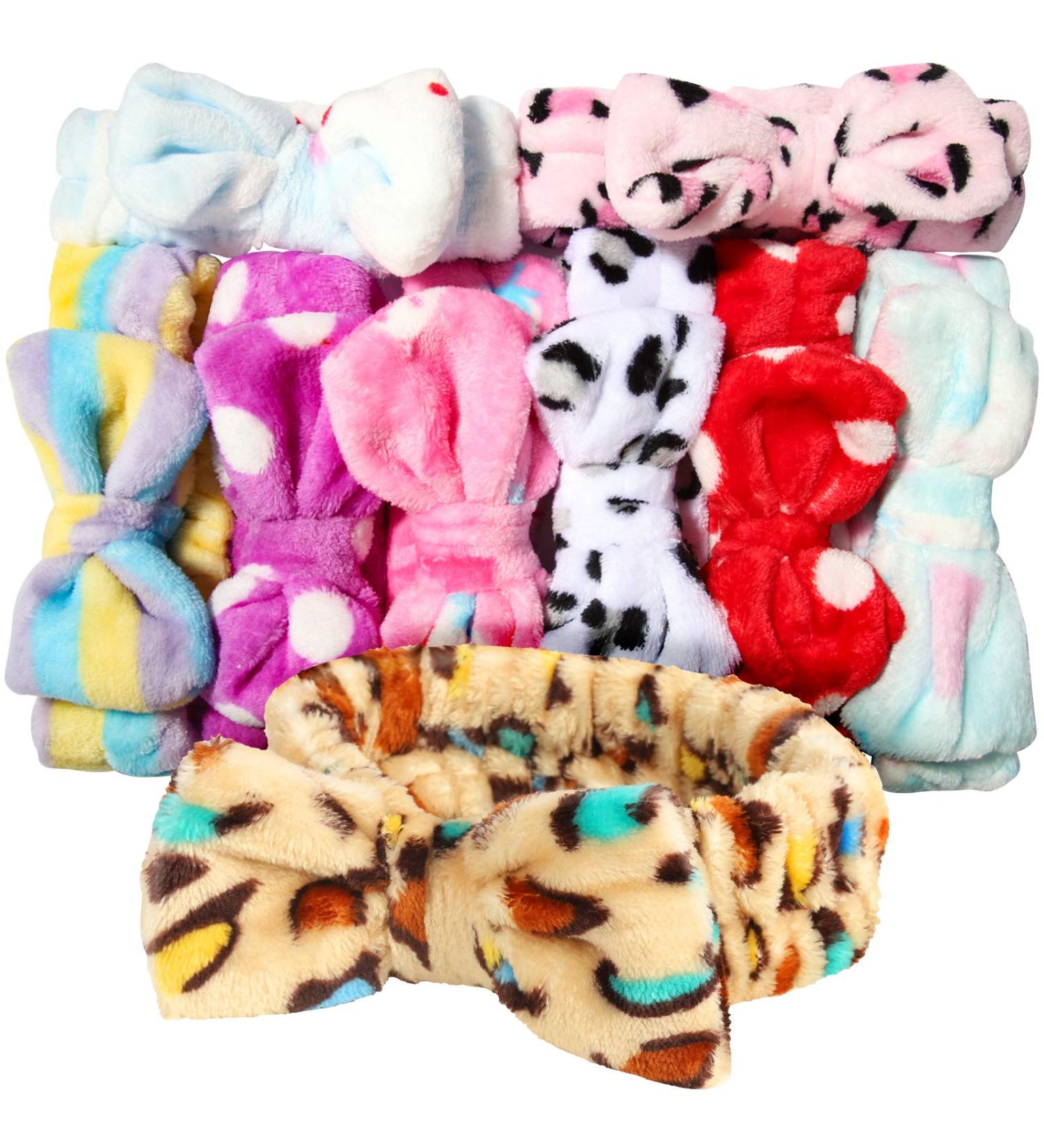 Teenitor 9pcs Bow Headbands - Soft Carol Fleece Hairbands for Women - Perfect for Washing Face, Makeup, Shower - Fuzzy Headbands for Spa Party - Buy Online on GoSupps.com