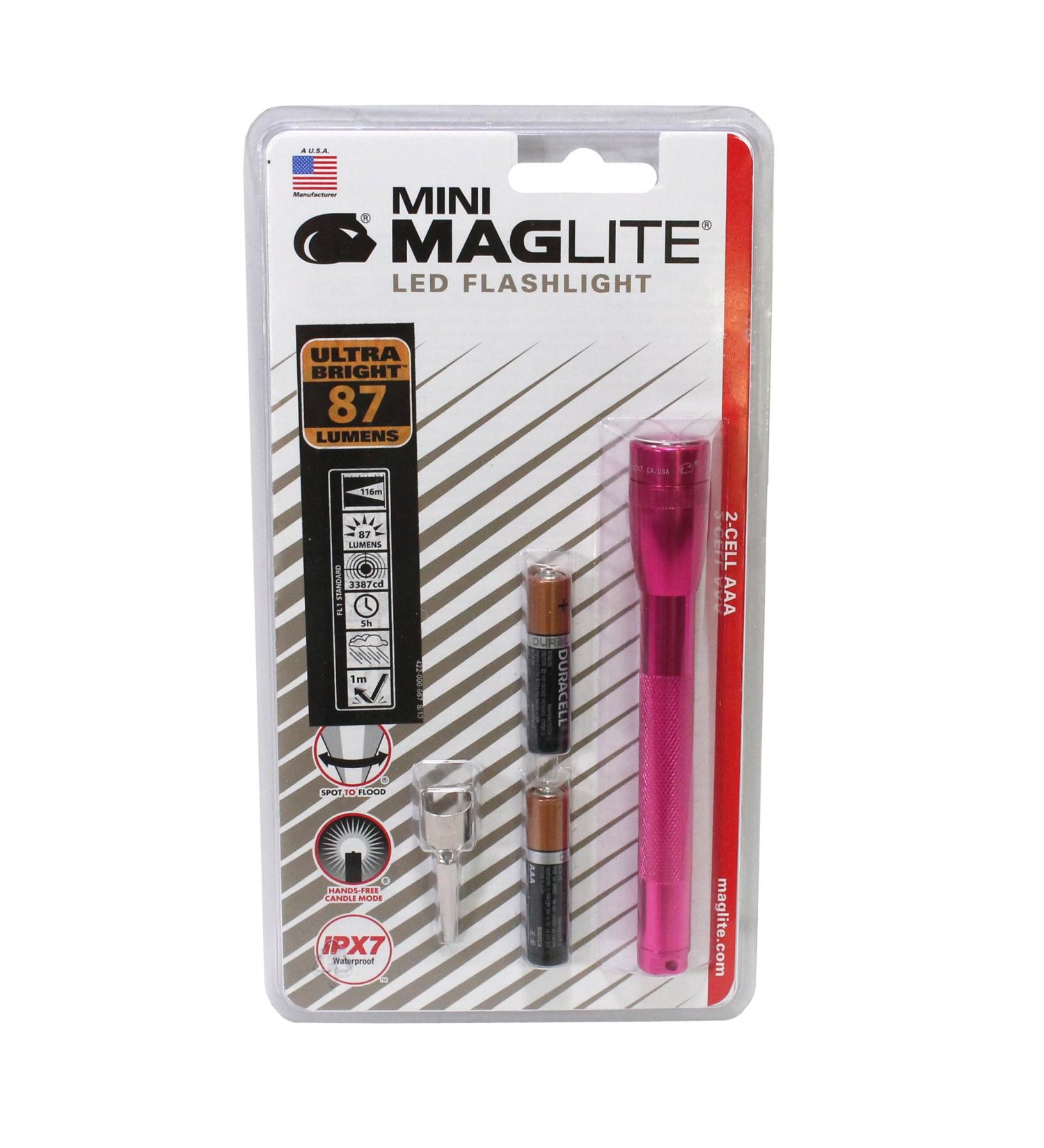 MagLite Mini LED 111 lm Compact 2 AAA Cell Alkaline Hot Pink