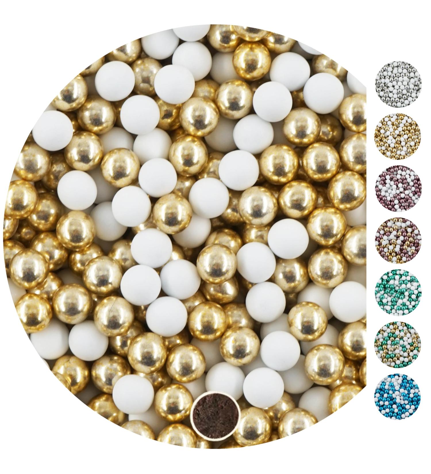 EinsSein 1kg wedding dragees chocolate balls Mix 1 cm small white-gold shiny | Baptism dragees girl boy communion at - Buy Online on GoSupps.com