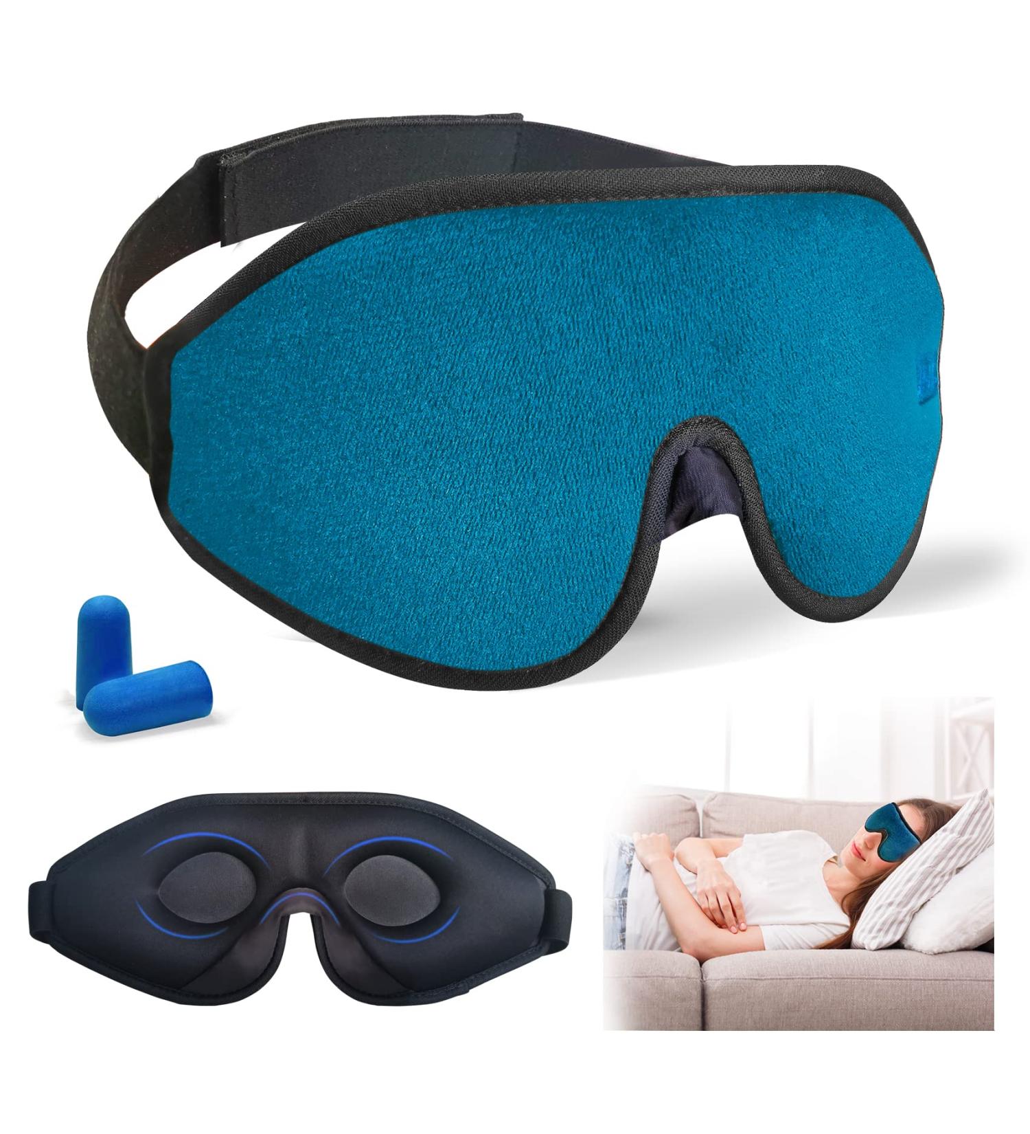 Uione Sleep Eye Mask Men Women Weighted Eye Mask 3D Contoured Eye Cover Block Out Lights Blindfold 100percentage Blackout Soft Comfort Night Sleep Mask Cover Travel Yoga Nap Shift Work Gifts Blue - Buy Online on GoSupps.com