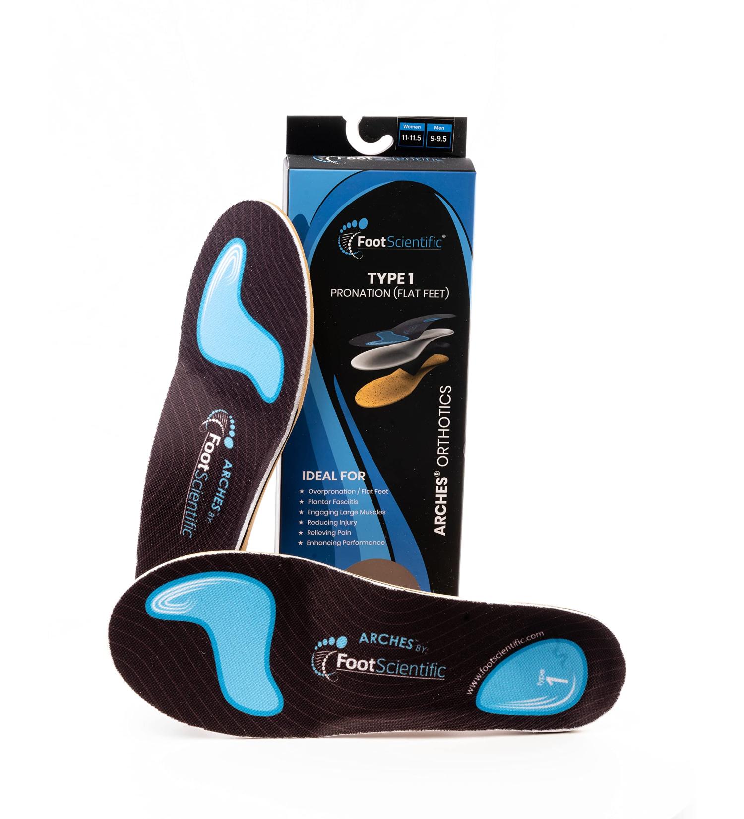 FootScientific Type 1 Orthotic Shoe Insoles for Flat Feet - Men's 8-8.5 / Women's 10-10.5 - Buy Online on GoSupps.com