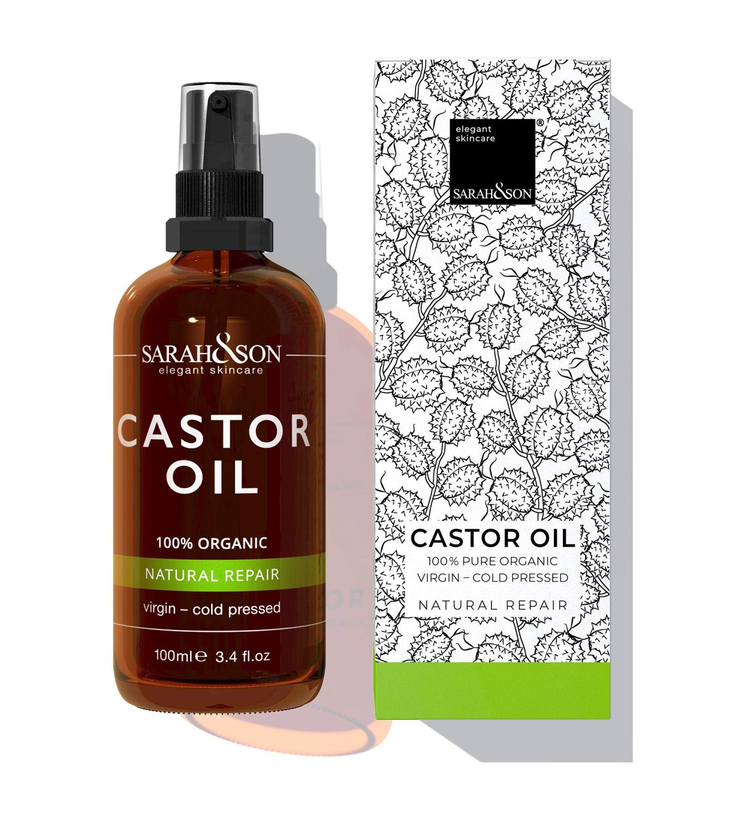 Premium Bio Castor Oil 100ml | Pure Natural Cosmetics Serum for Face Neck Eyelashes & Eyebrows | Organic Cold Pressed Care - Buy Online on GoSupps.com