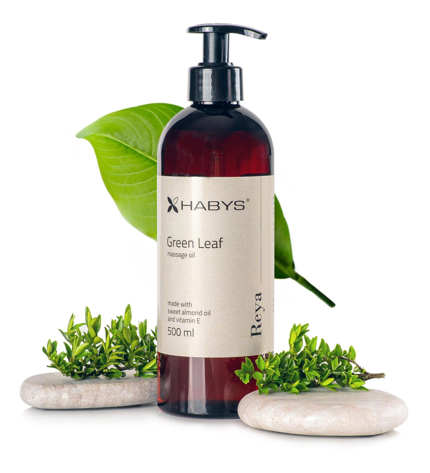 Habys Reya Green Leaf Massage Oil | 500ml | Relaxing Green Tea Fragrance | Almond & Vitamin E | Ideal for Massage Therapy & Muscle Relaxation - Buy Online on GoSupps.com