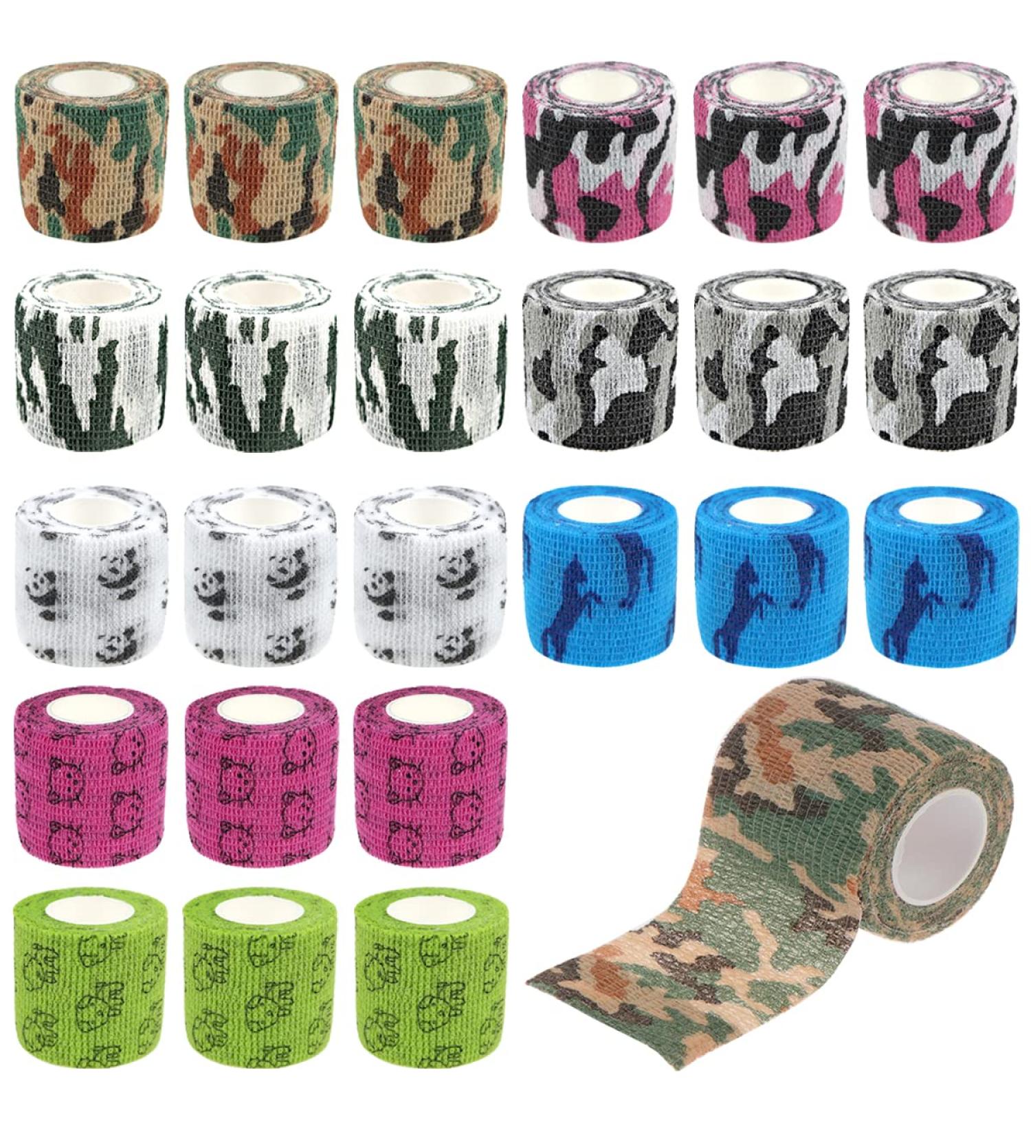 JpGdn 24 Roll Vet Wrap Bandages for Dogs Horses 5cm*4.5m Cohesive Medical Tape Self Adhesive Tape Flex Leg Wrap Adherent Non-Woven for Dog Cat Horse Pet Animals Ankle Sprains & Swelling 24 Rolls-Camo and Animals - Buy Online on GoSupps.com