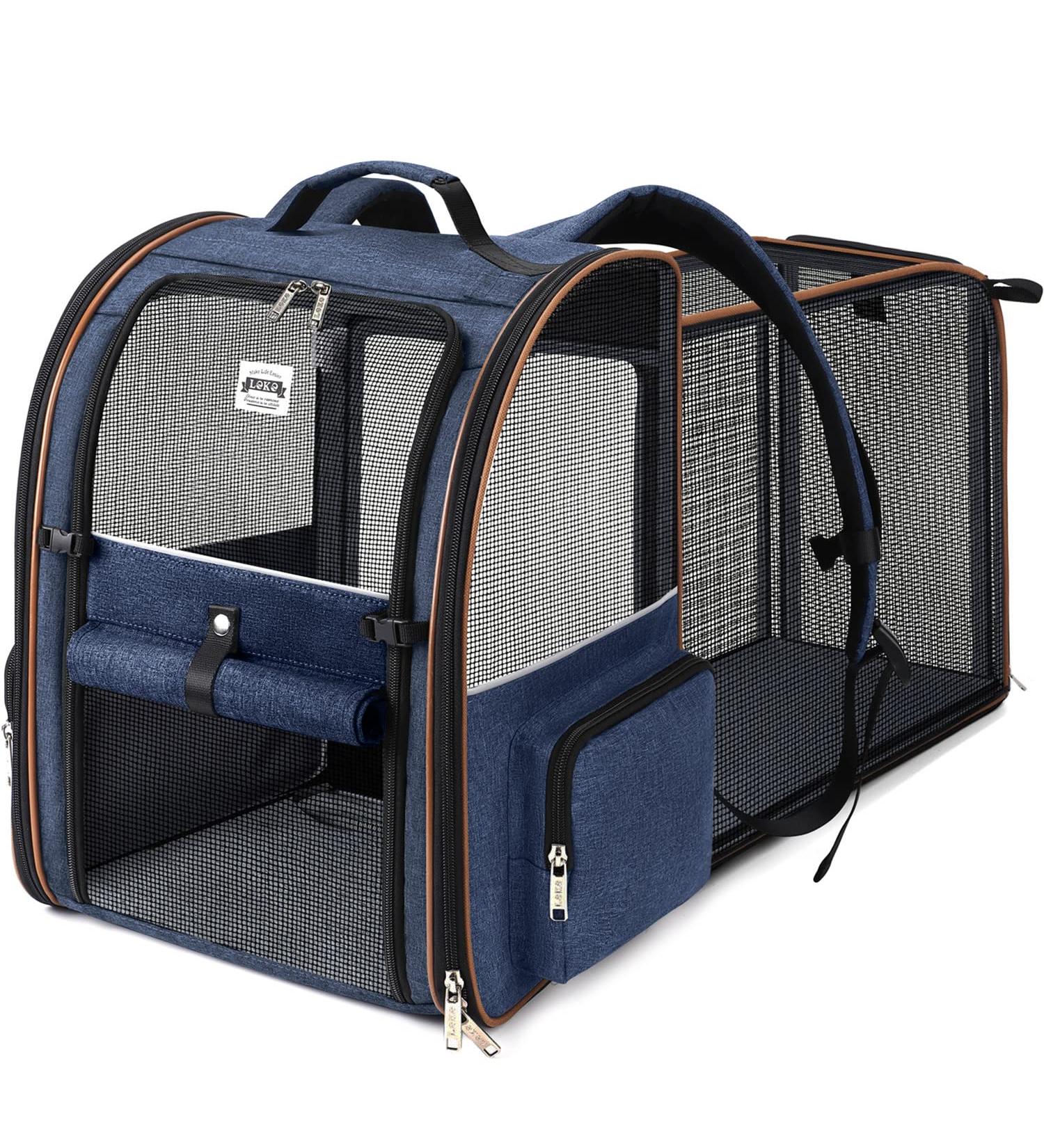 Lekesky Large Cat Backpack fit up to 10Kg Navy Pet Backpack Carrier Expandable Dog Backpack Carrier Extra Large Puppy Backpack Pet Backpack for 2 Small Cats Navy Blue L Navy Blue - Buy Online on GoSupps.com