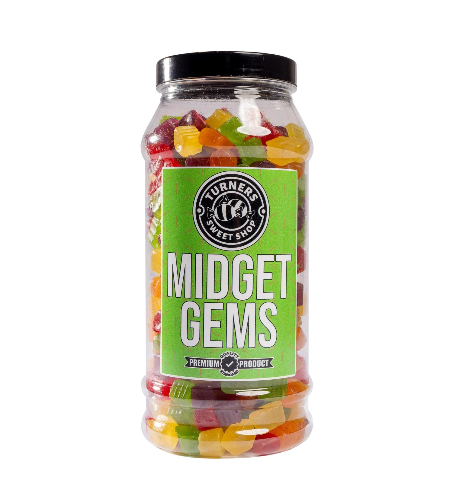 Midget Gems - 725g by Turners Sweet Shop Traditional Retro Gift Jar Classic Original Pick & Mix Sweets Quality Confectionary Fantastic Gifts for Him Her or Them