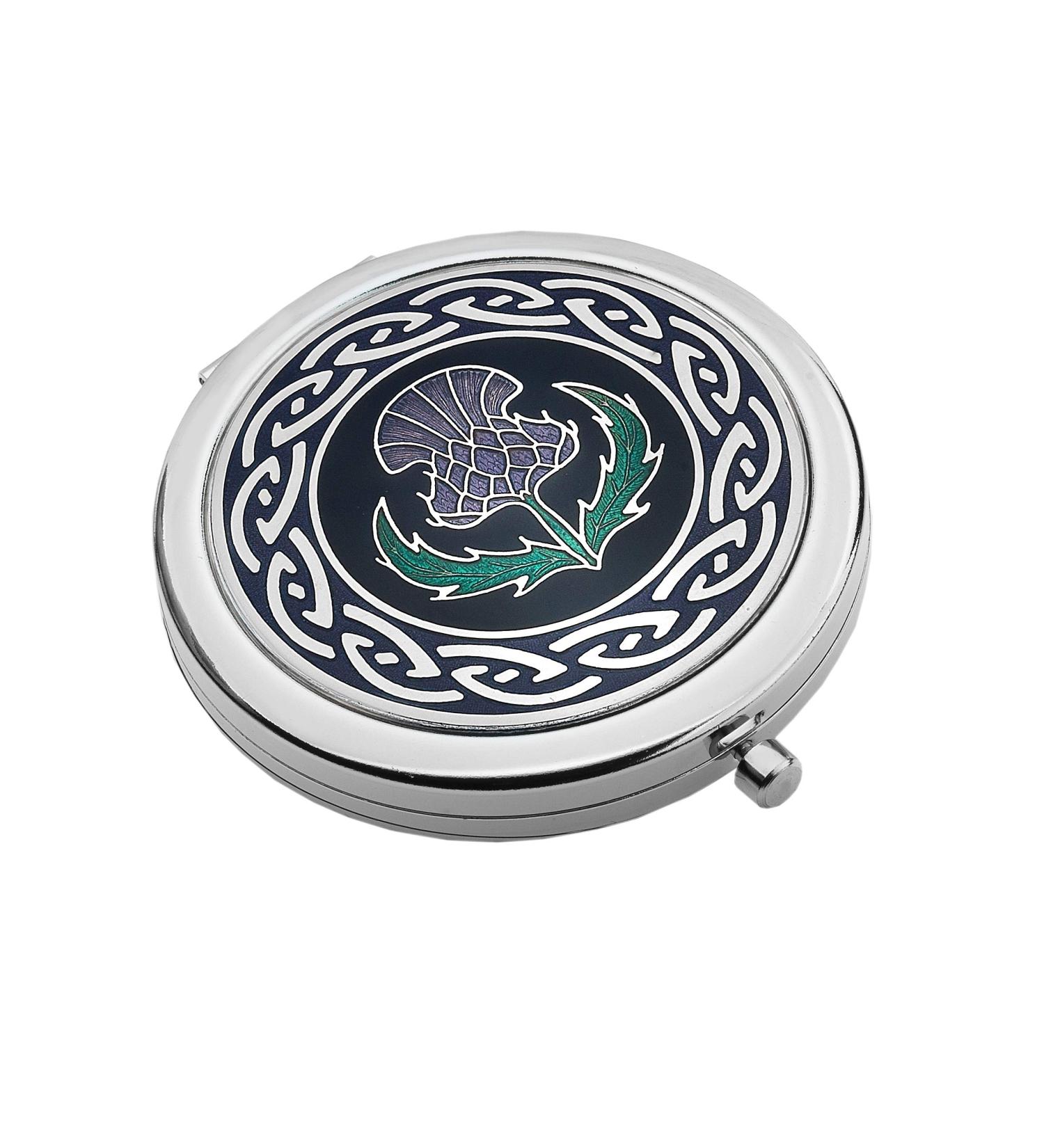 Sea Gems Gift Boxed Thistle Silver Plated Compact Mirror 8013